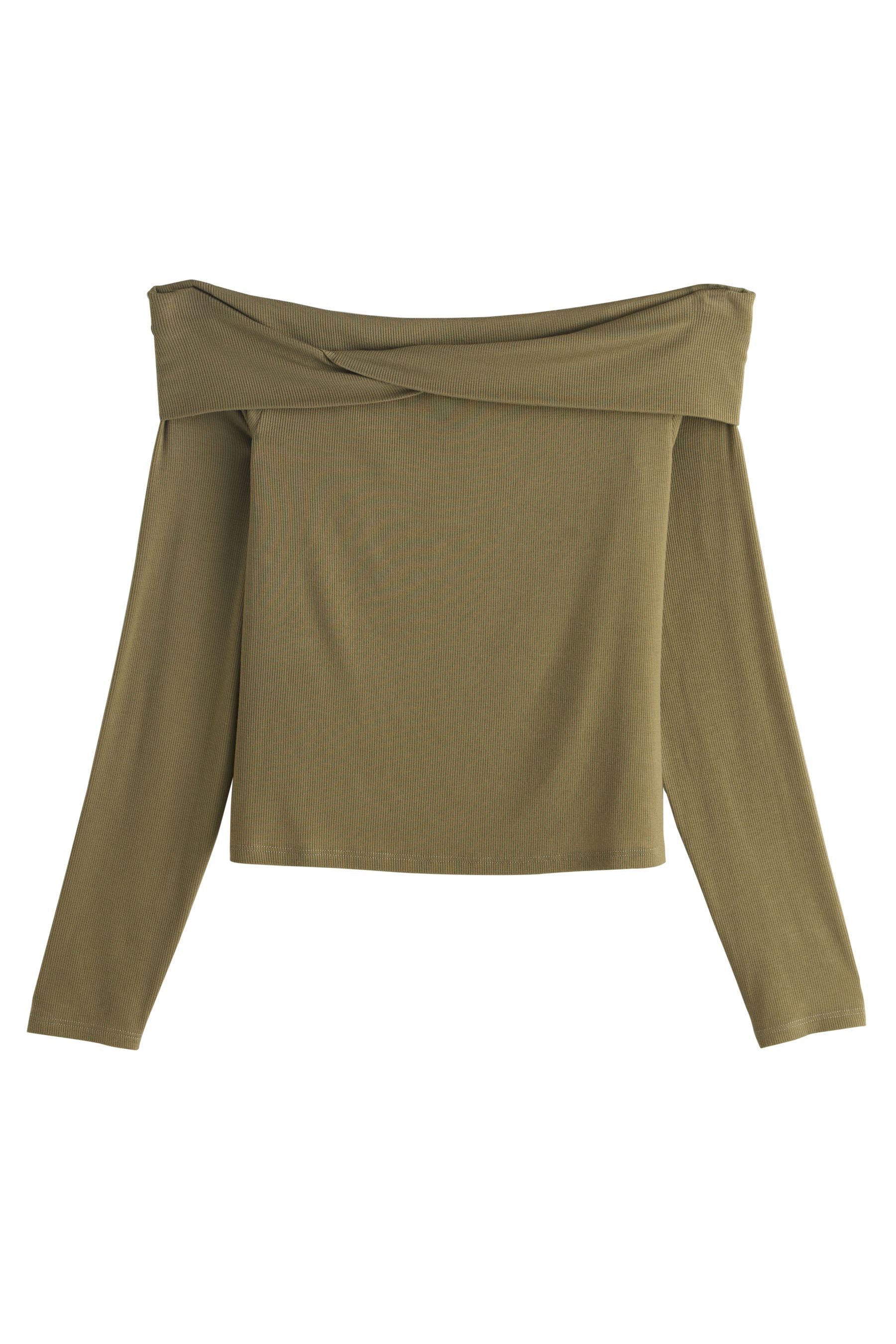 Blusenshirt Schulterfreies Langarmoberteil mit Lyocell