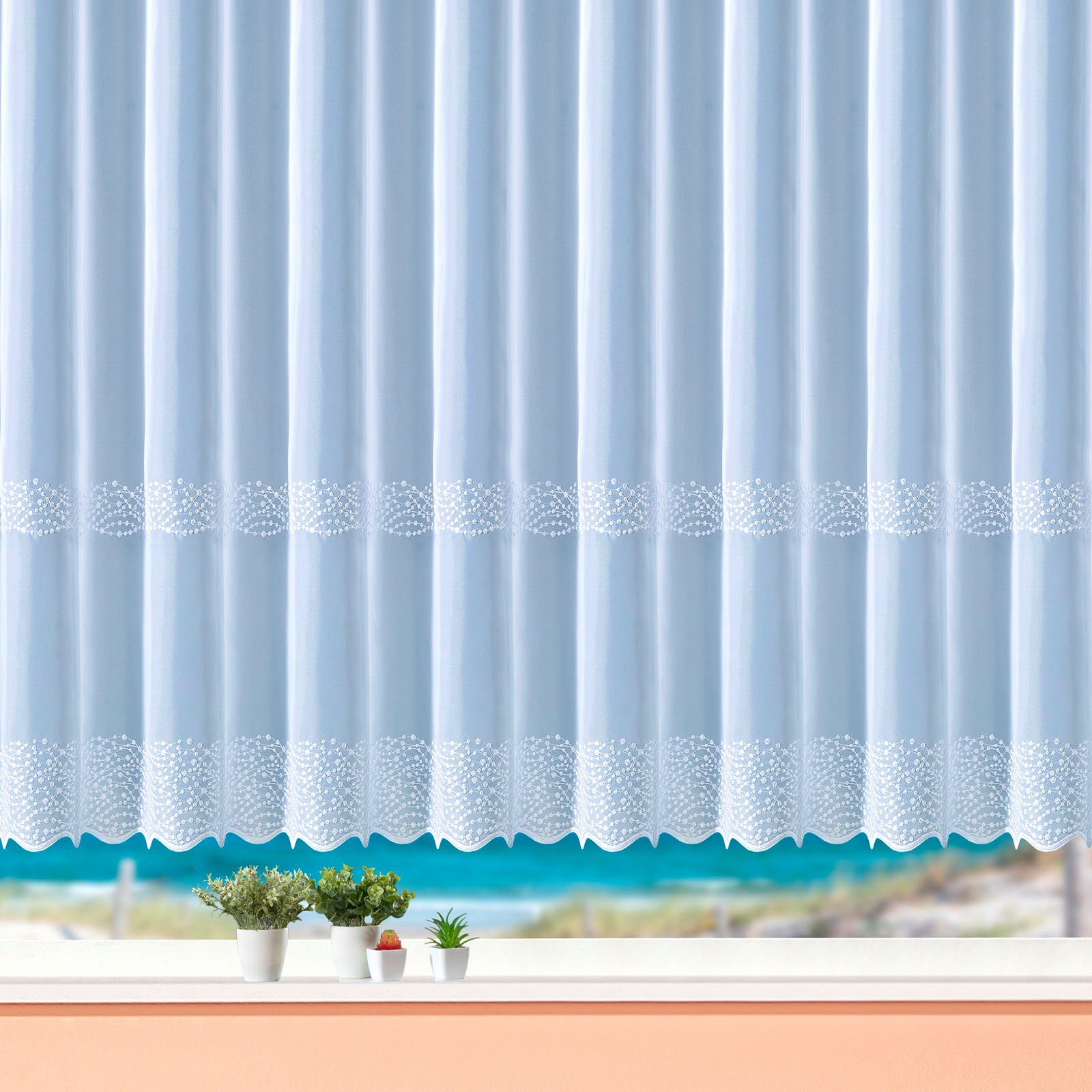 Weckbrodt Gardine »Duisburg«, (1 St.), echte Stickerei, Voile, transparent, günstig online kaufen