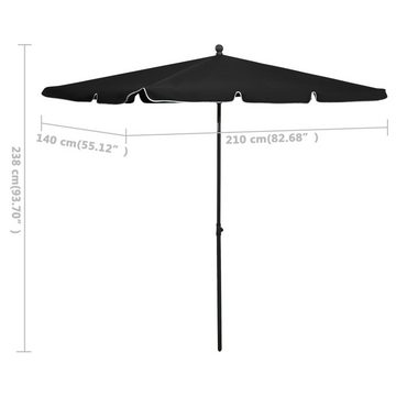 vidaXL Balkonsichtschutz Sonnenschirm mit Mast 210x140 cm Schwarz