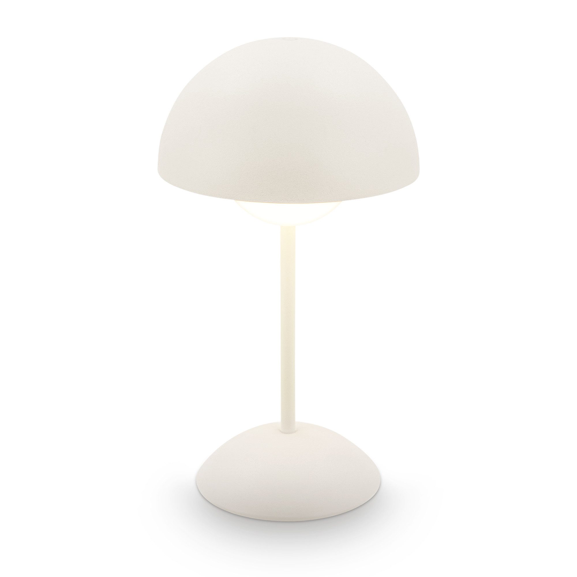 Briloner Leuchten LED Tischleuchte KUGLE Akku kabellos Dimmfunktion Pilzleuchte Balkon Terrasse IP44, LED fest integriert, 16 x 29 cm Altweiß 3W Wohnzimmer Nachttisch Indoor/Outdoor