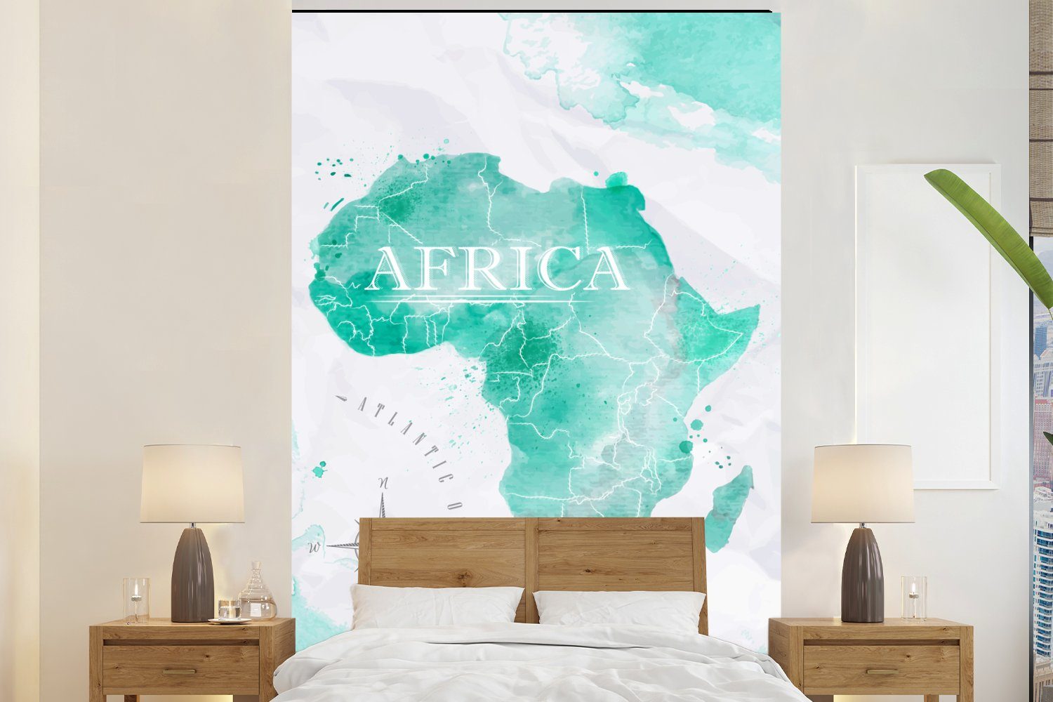 MuchoWow Fototapete Weltkarte - Farben - Afrika, Matt, bedruckt, (3 St), Montagefertig Vinyl Tapete für Wohnzimmer, Wandtapete