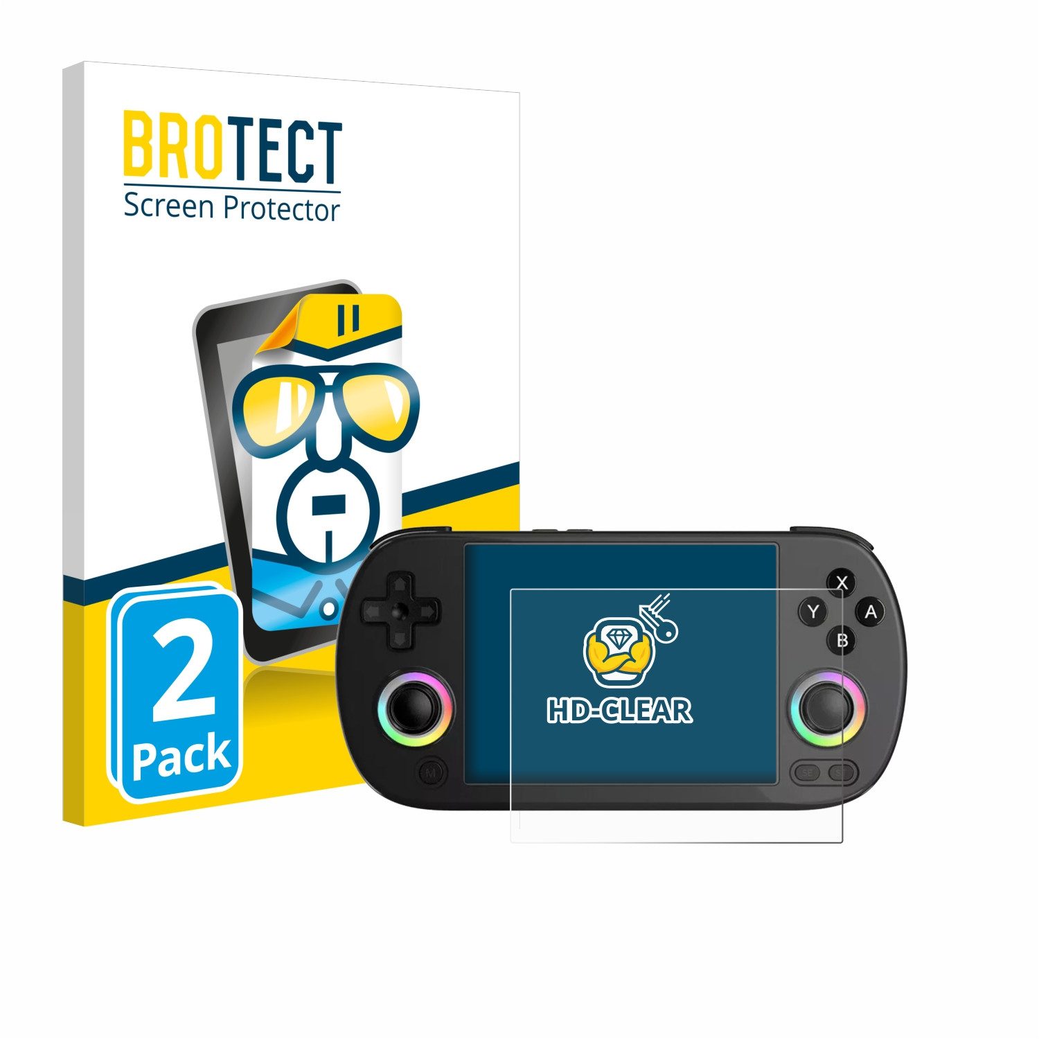 BROTECT Displayschutzfolie Schutzfolie für Anbernic RG40XX H, 2 Stück, Displayschutz Schutz Folie Klar Transparent