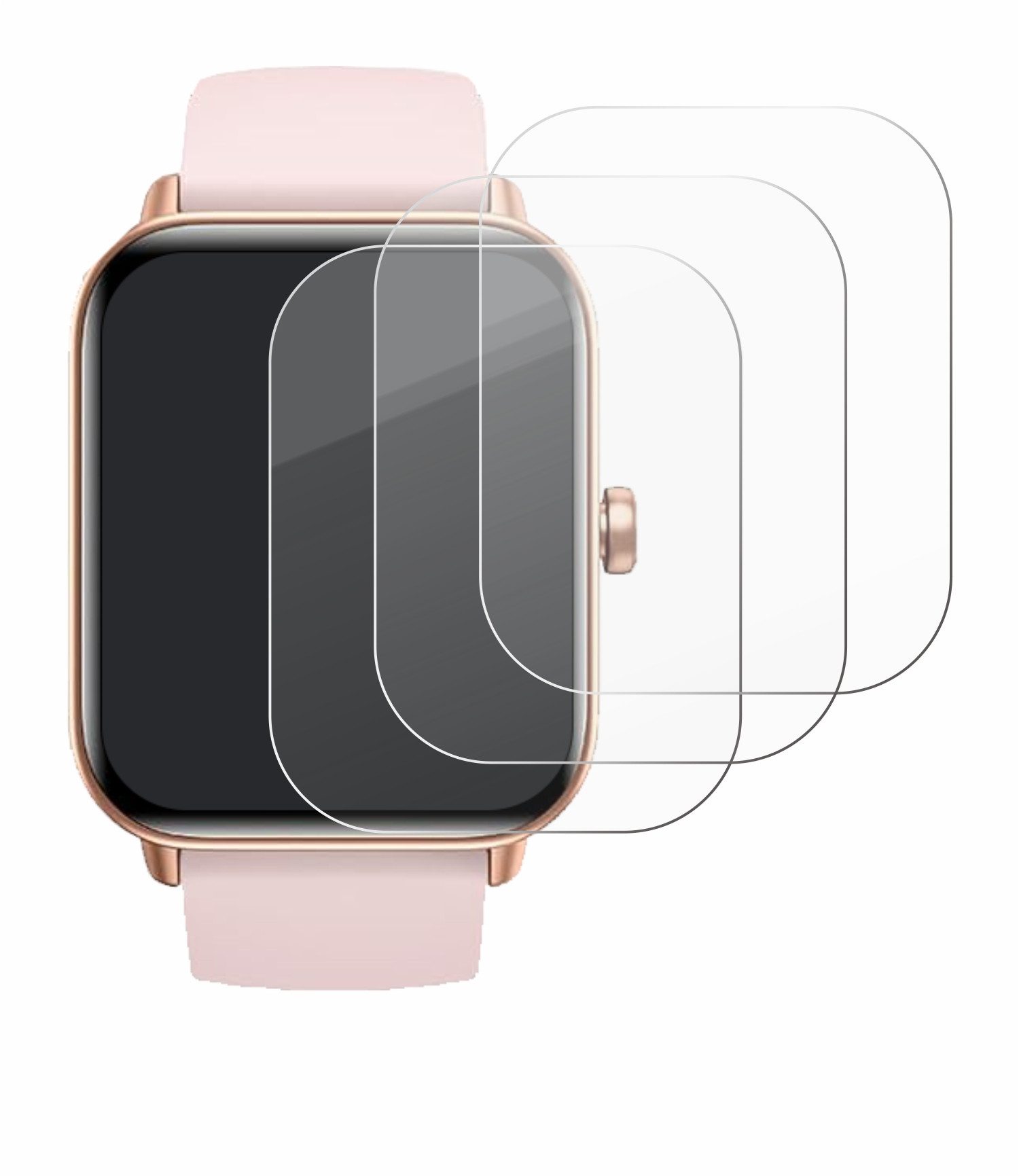Savvies Displayschutzglas Schutzglas Panzer für Trunsif Smartwatch 1.85", 3 Stück, Schutzfolie Display Schutz Glas Folie klar – Bild 2 von 5