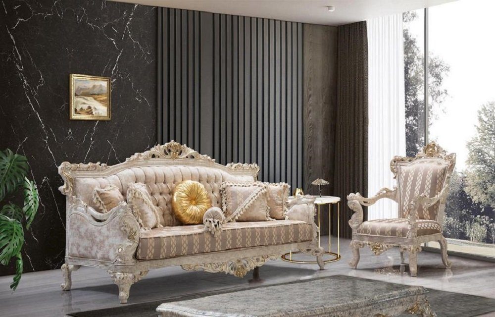 set Luxus Sofa, Sofagarnitur Sofas Wohnzimmer Sessel 3+1 JVmoebel Klassische Sitz