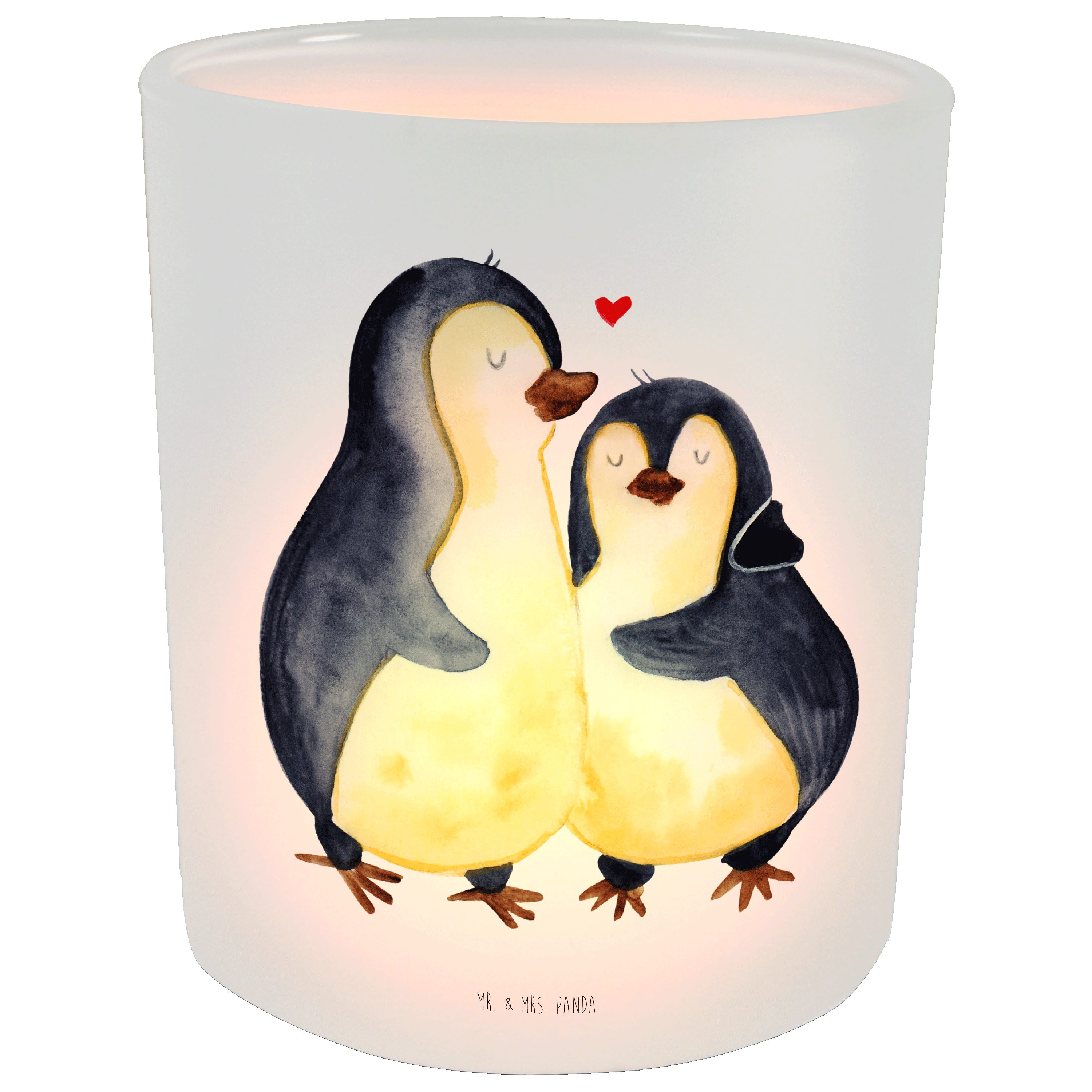 Windlicht & - Panda (1 Transparent - Pinguin Geschenk, Jahrestag, Win Teelichter, umarmend Mr. St) Mrs.