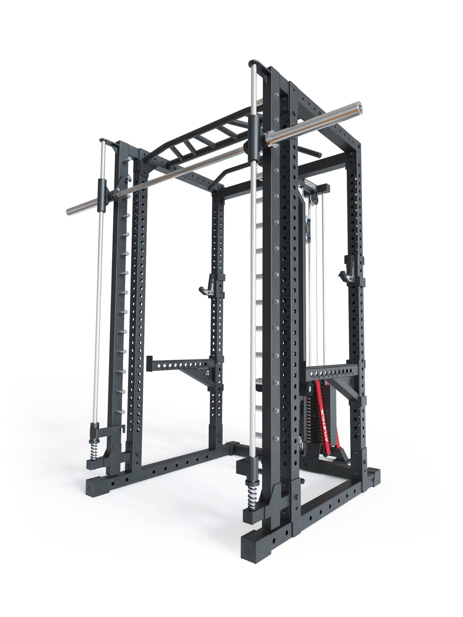 ATLETICA Power Rack R7-Daemon mit Steckgewichten und Smith Machine