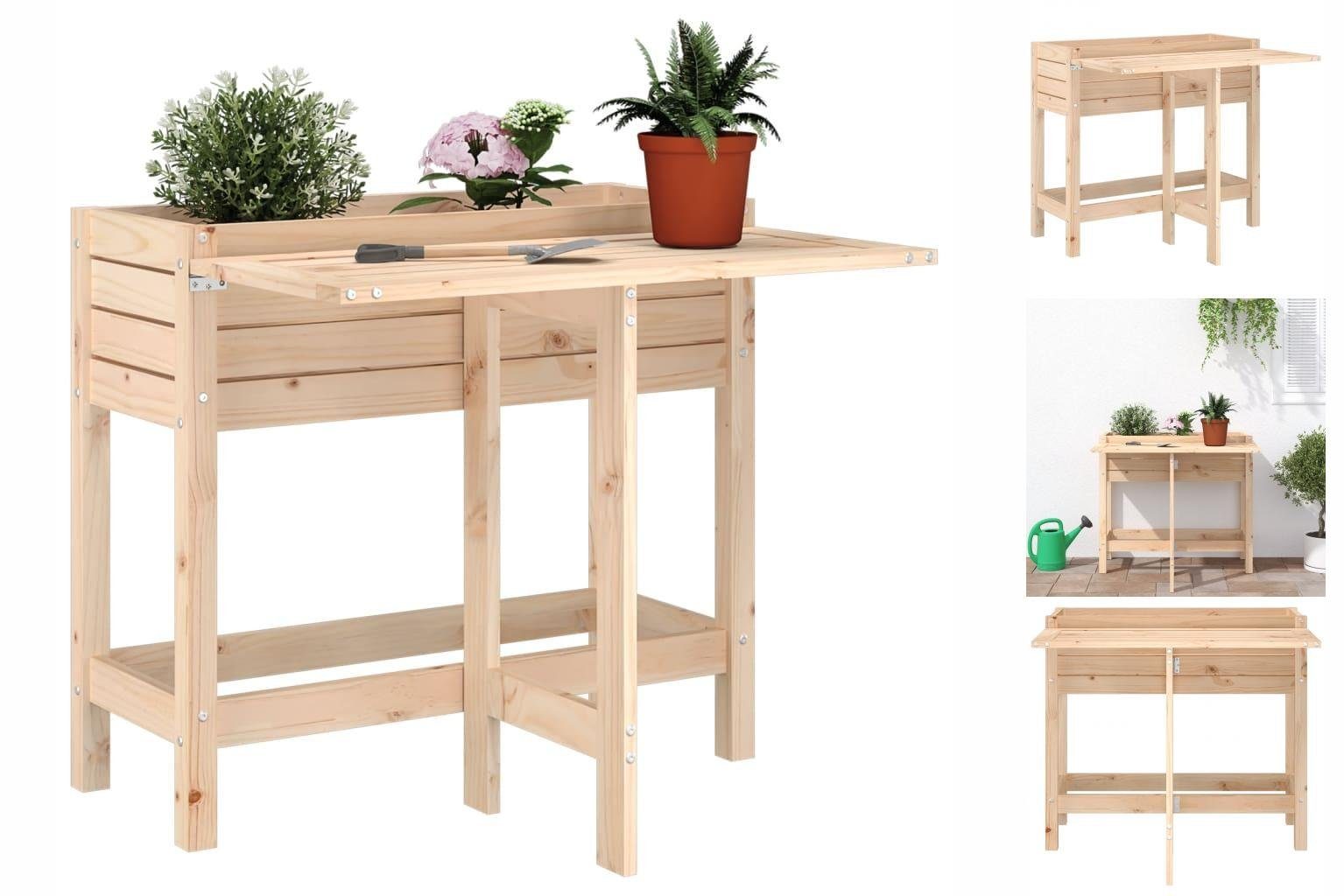vidaXL Gewächshaus Pflanztisch Pflanzkübel mit Klapptisch Massivholz Kiefer braun | Rabatt: 24%