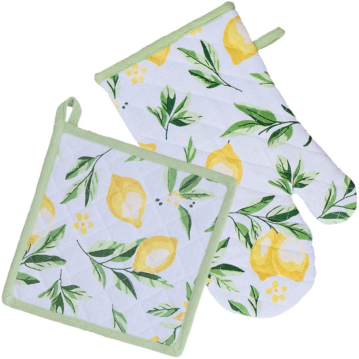 matches21 HOME & HOBBY Topflappen Küchen-Set DEBBIE weiß Zitronenmotiv - 1 günstig online kaufen