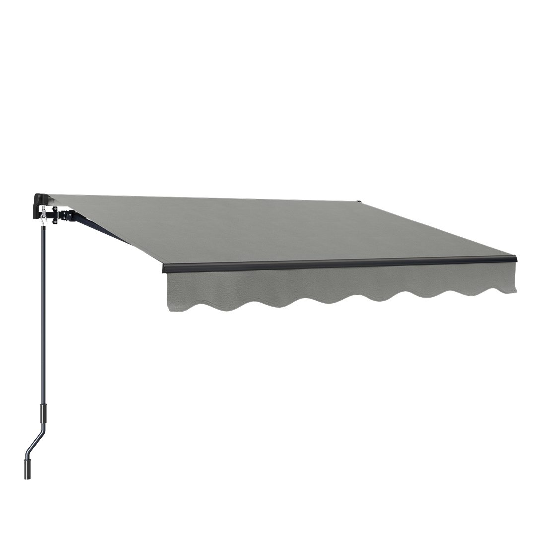 STEELSØN Gelenkarmmarkise Kestria wetterfest & blickdicht (250x200 cm, grau) mit Aluminium-Kassette & Wandhalterung, langlebiges Kunstftoffgewebe