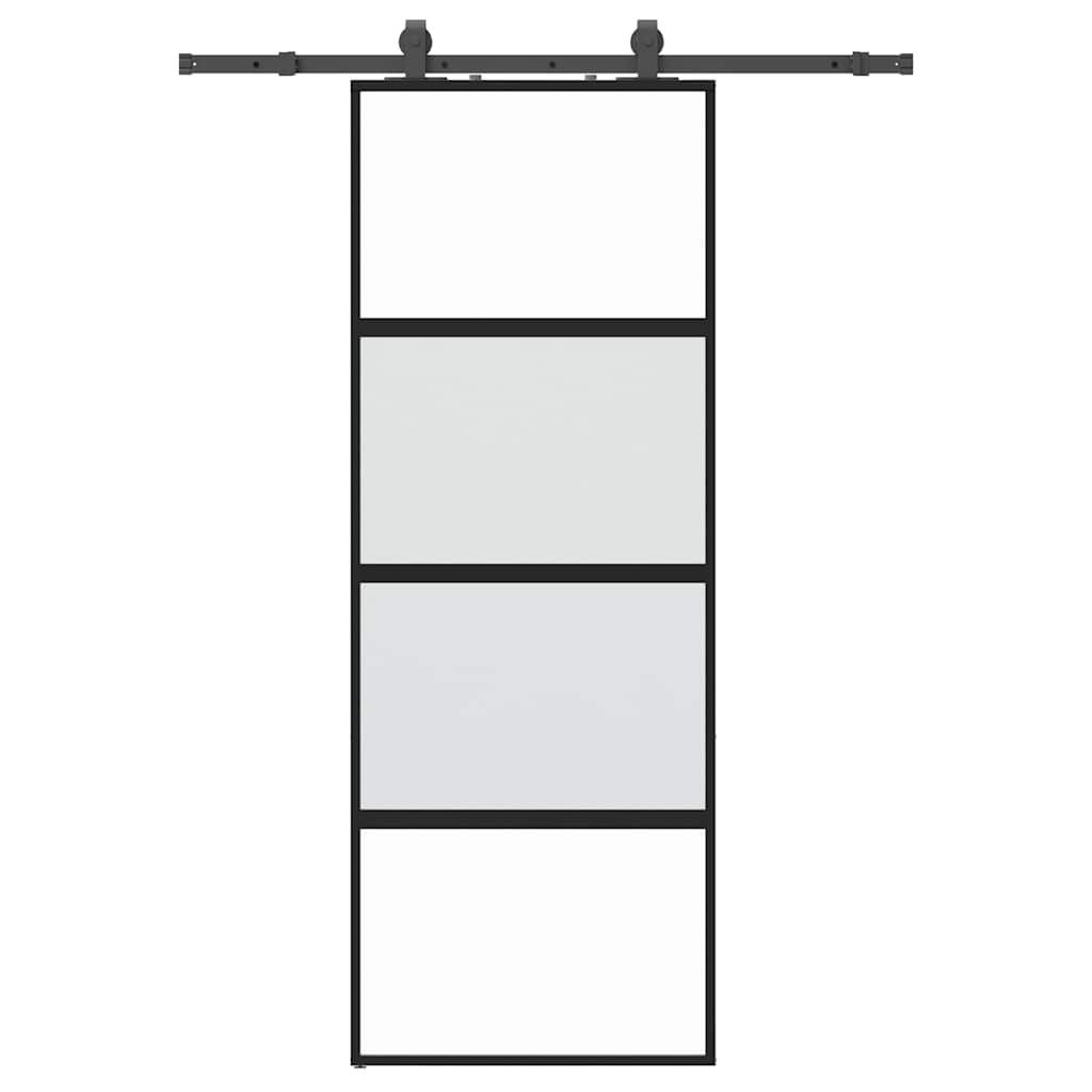 Thumbnail - vidaXL Schiebetür, Schiebetür mit Beschlag Schwarz 76x205 cm Hartglas