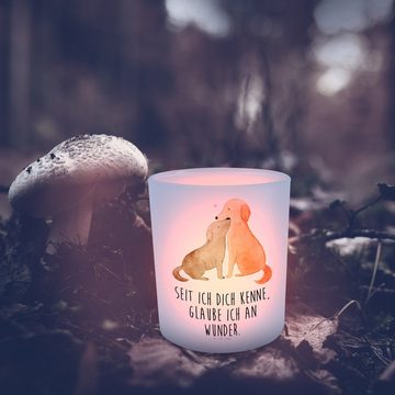 Mr. & Mrs. Panda Windlicht Hunde Liebe - Transparent - Geschenk, Hundemama, Kerzenglas, Teelicht (1 St), Hitzebeständig