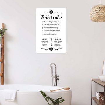 Posterlounge Poster Typobox, Toilet rules, Badezimmer Illustration