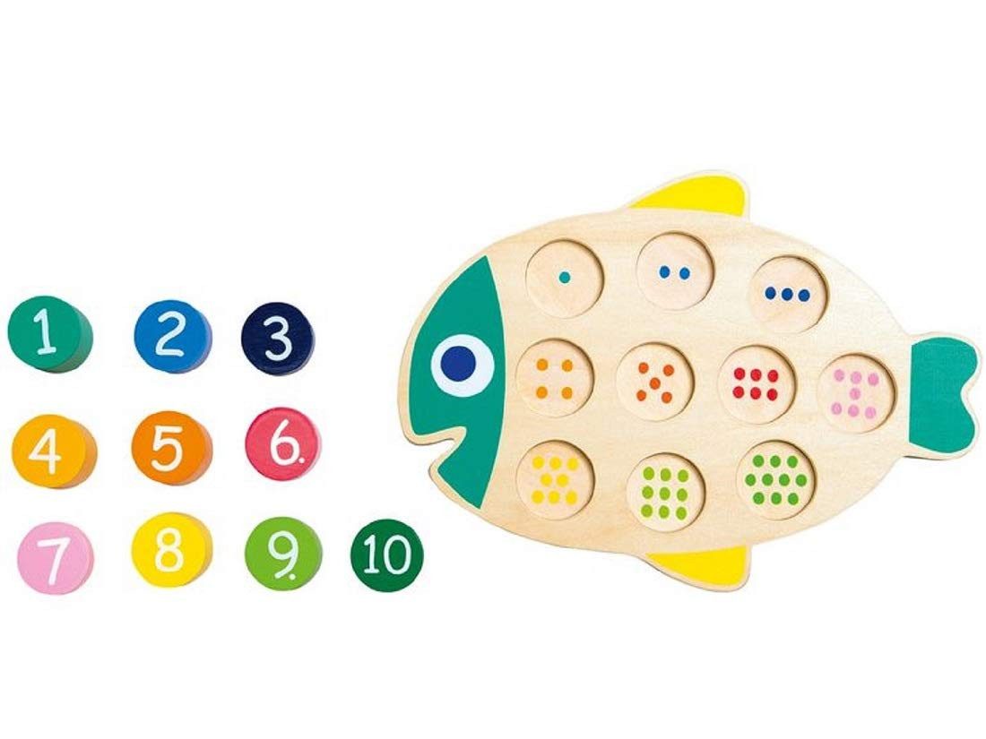 Playtive Steckspielzeug Playtive Junior Steckspiel Fisch Spielsteine aus Holz 11-Teilig