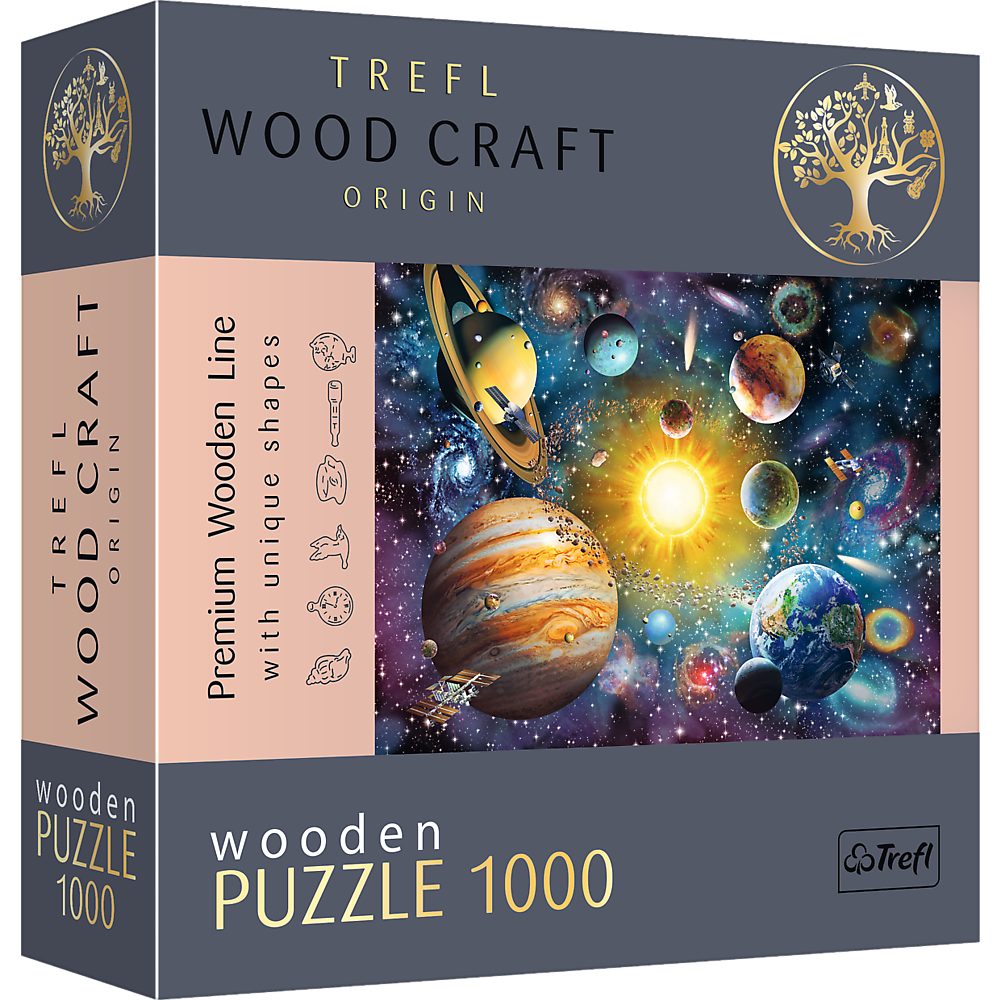 Trefl Puzzle 20177 Wood Craft Adrian Chesterman Solar System, 1000 Puzzleteile, Made in Europe