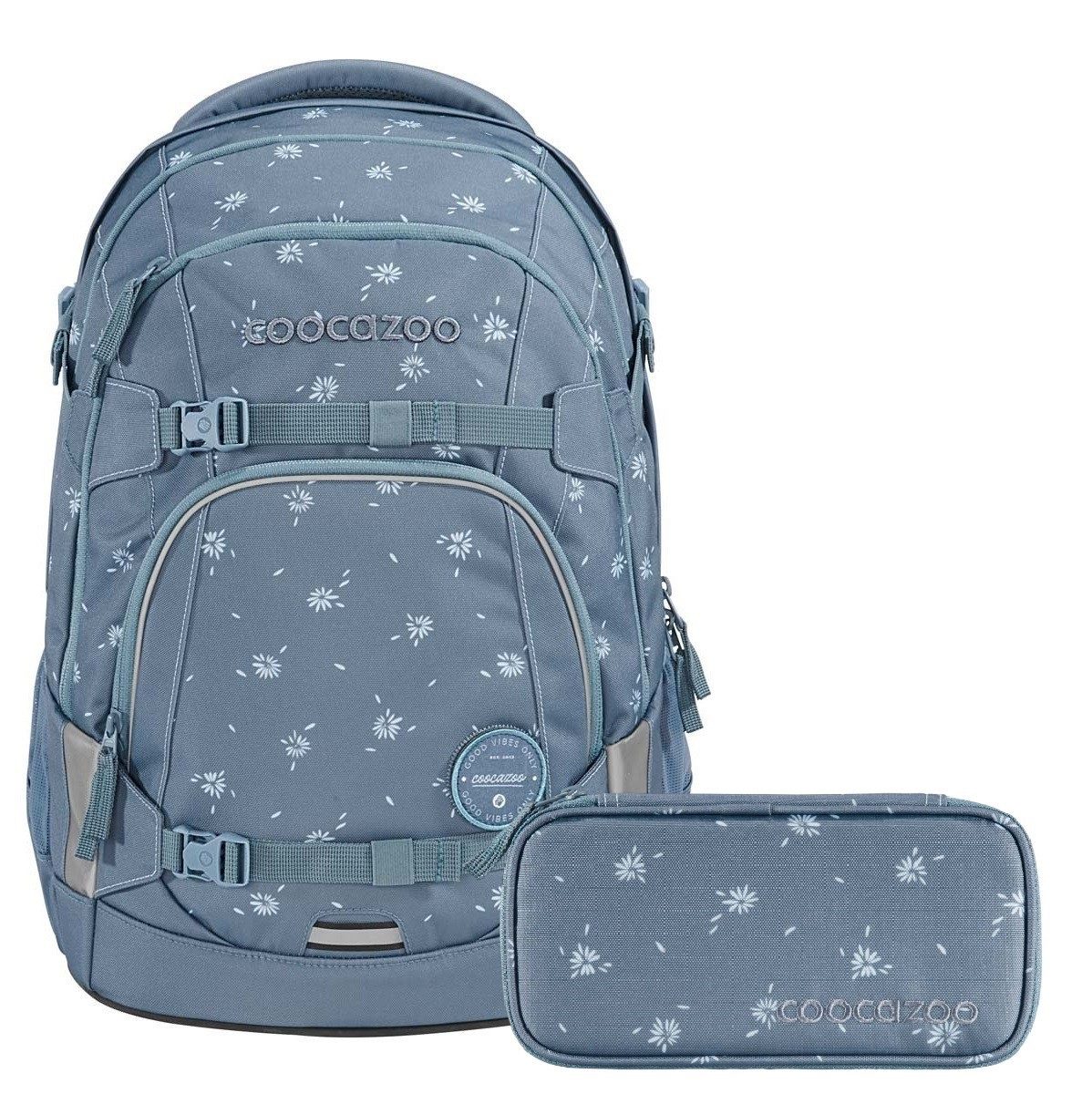 coocazoo Schulranzen Schulrucksack-Set MATE Bloomy Daisy 2-teilig (Rucksack, Mäppchen), ergonomisch, reflektiert, Körpergröße: 135 - 180 cm