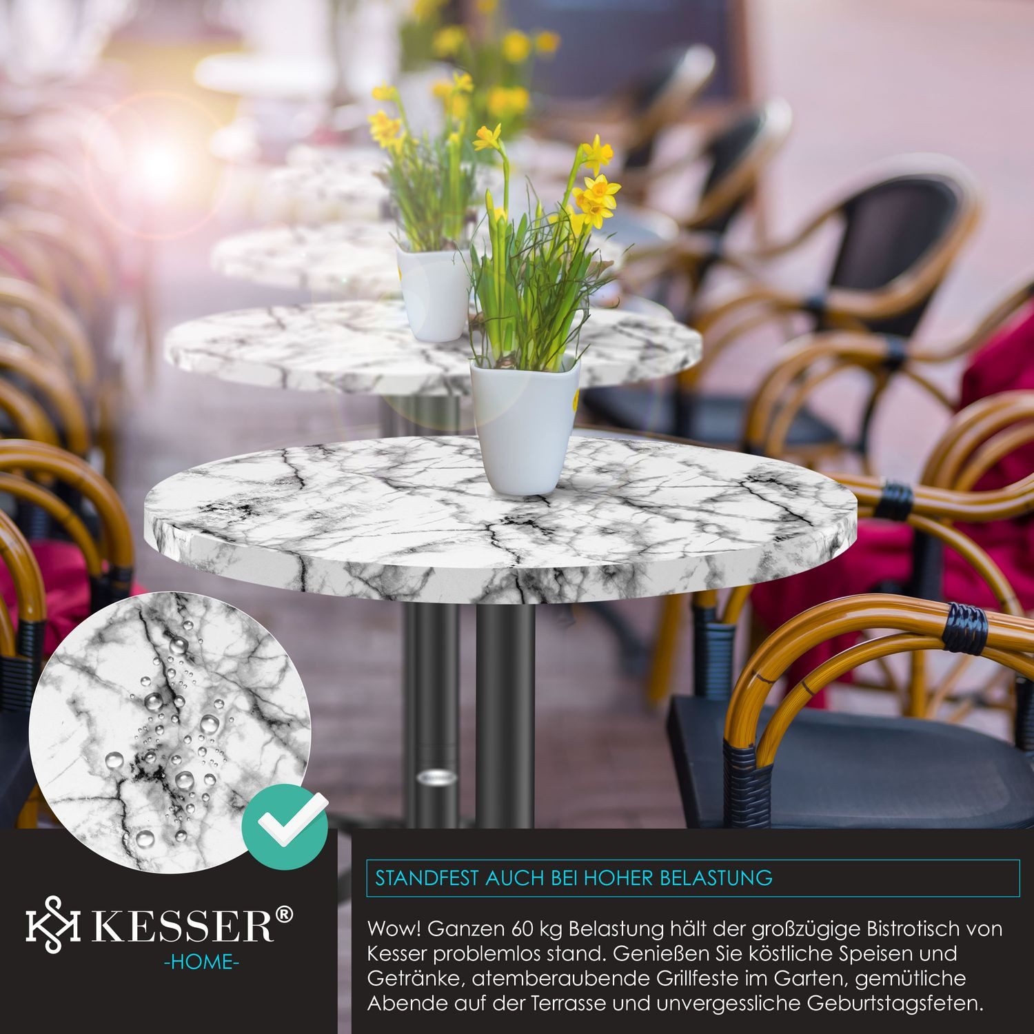 KESSER Bistrotisch, 2in1 Stehtisch klappbar Bistrotisch Aluminium Edelstahlplatte