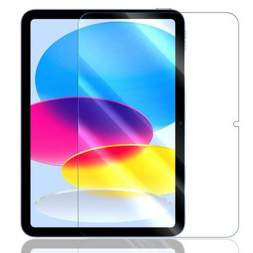 Numerva Schutzfolie Panzer Folie Echt Glas für Apple iPad 10 (2022), (Schutzfolie, 1x Schutzfolie 2x Reinigungstücher), Tablet Display Schutzglas Folie Echt Glas Folie 9H