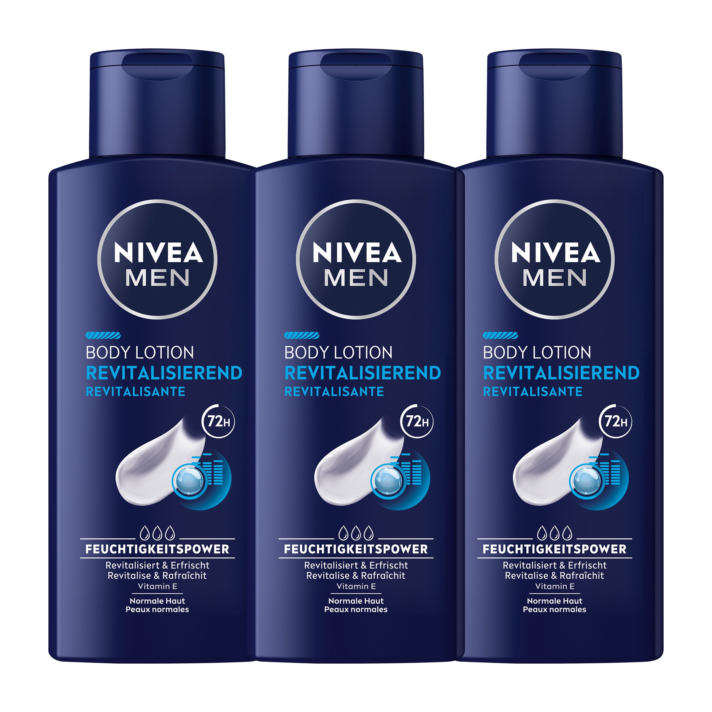 Nivea Men Bodylotion Body Lotion Revitalisierend 3 x 250 ml Set, 3-tlg.
