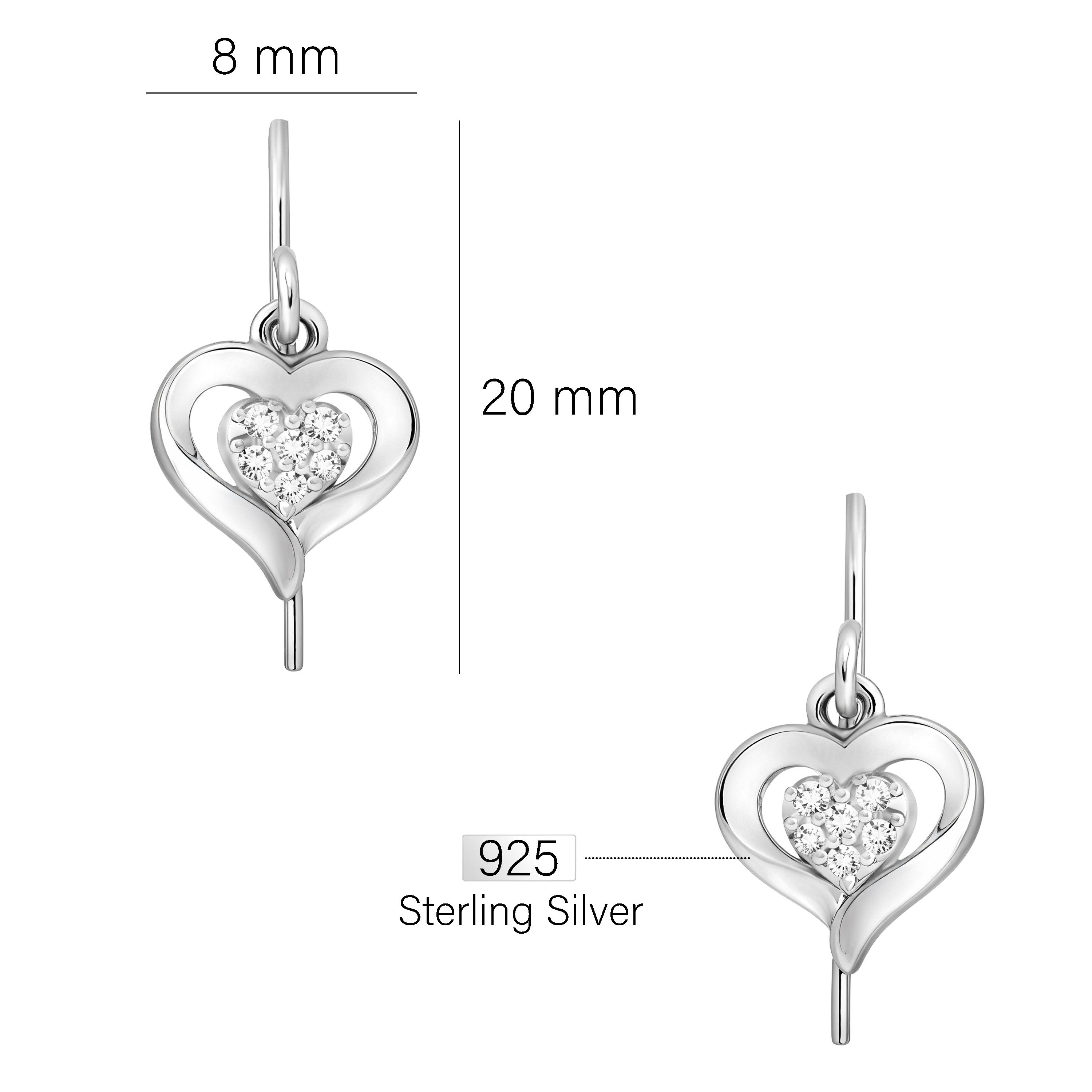 Sofia Milani Paar Ohrhänger Herz, 925 Silber Damen Schmuck - E1714