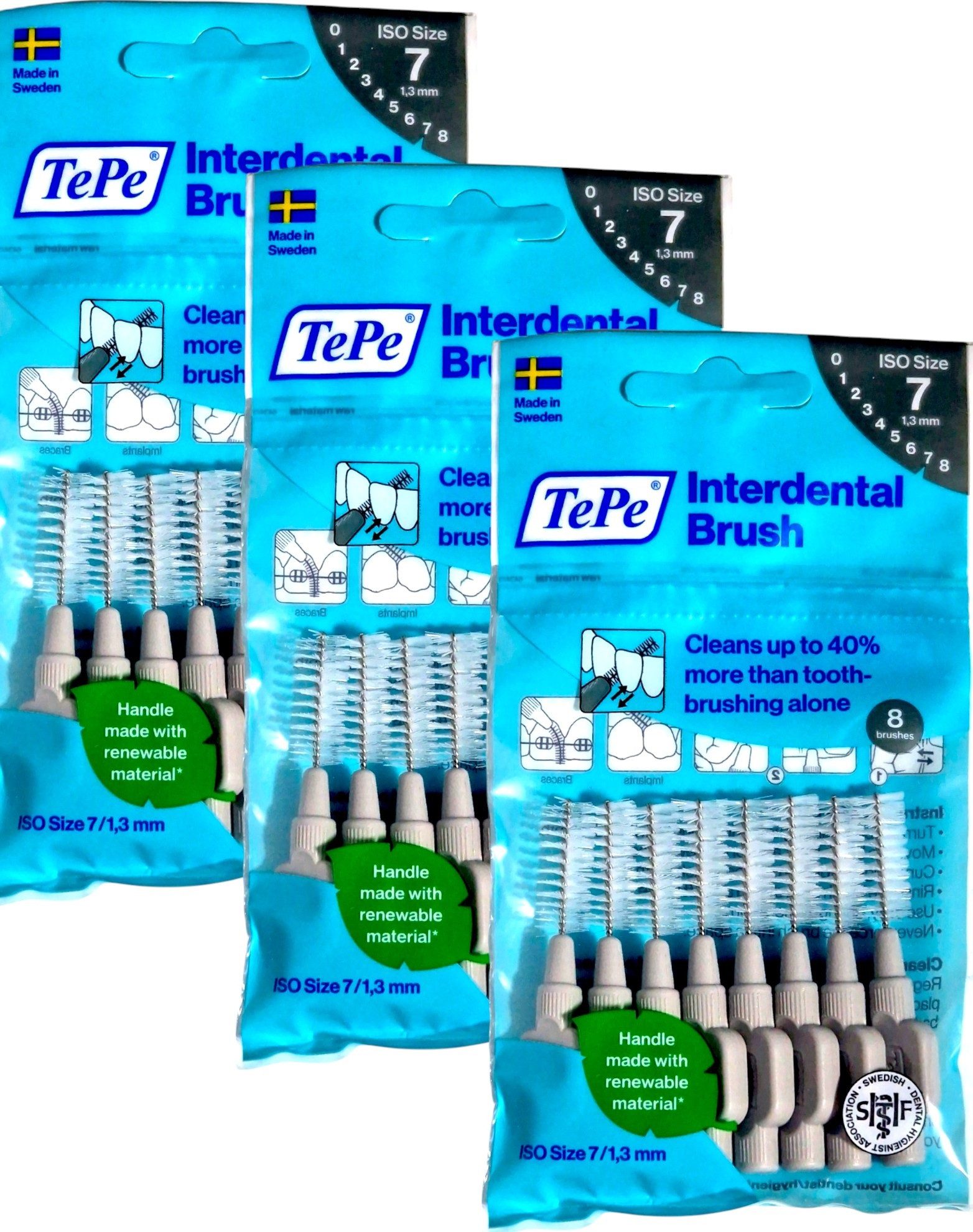 TePe Interdentalbürsten 3x8 TePe Original Interdentalbürsten - 1,3 mm grau