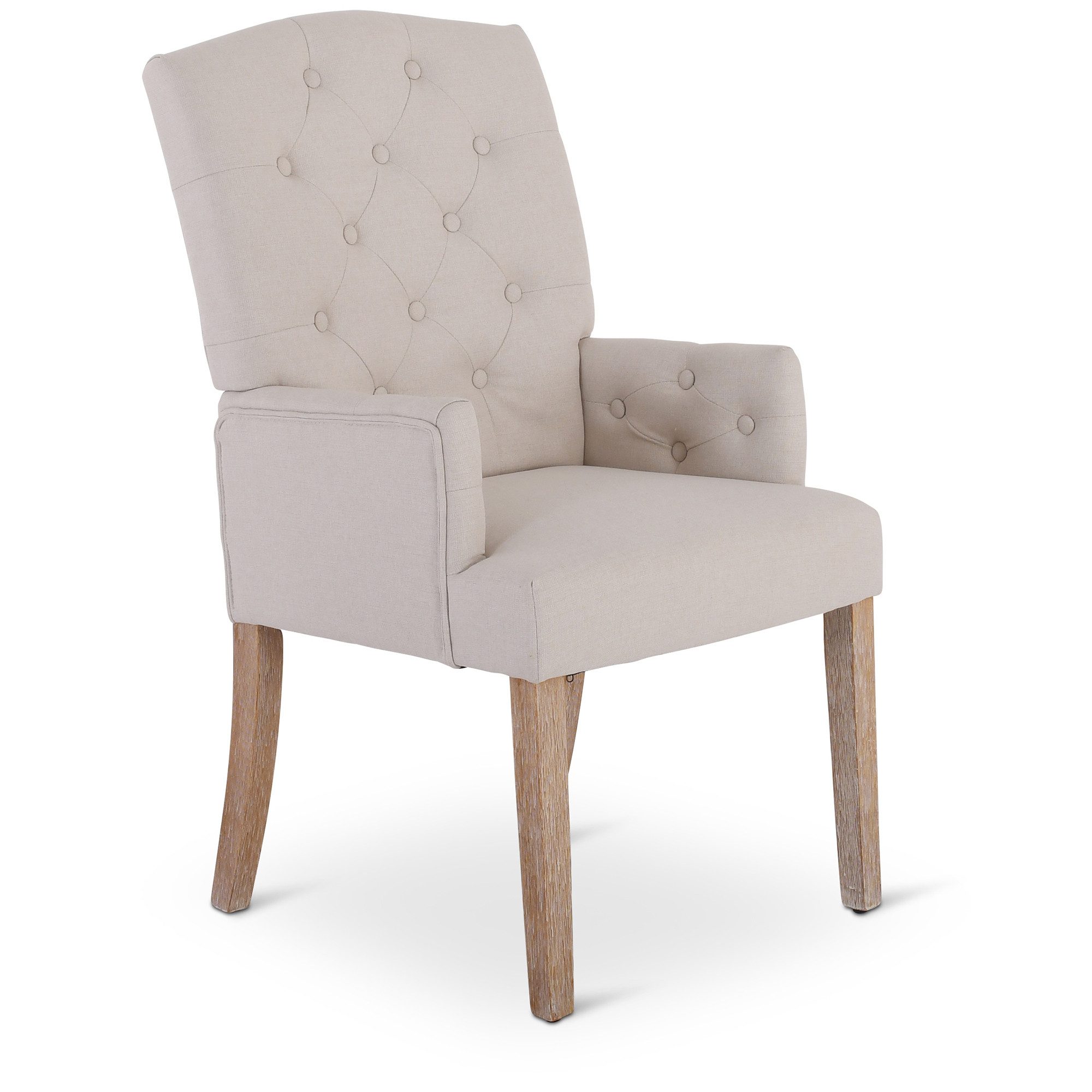 Raburg Esszimmerstuhl Polsterstuhl mit Armlehnen, Chesterfield-Design, Bein günstig online kaufen