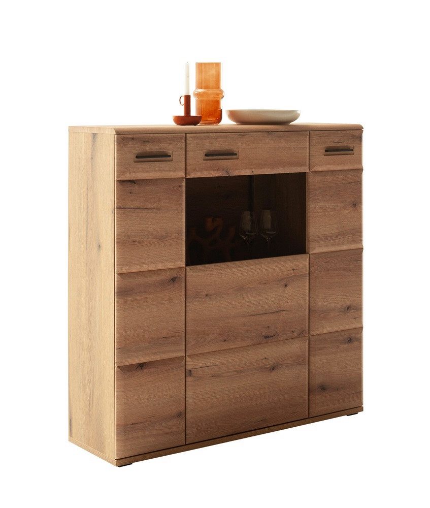 MCA furniture Vitrine Highboard Naxos, Eiche Evoke, ohne Beleuchtung