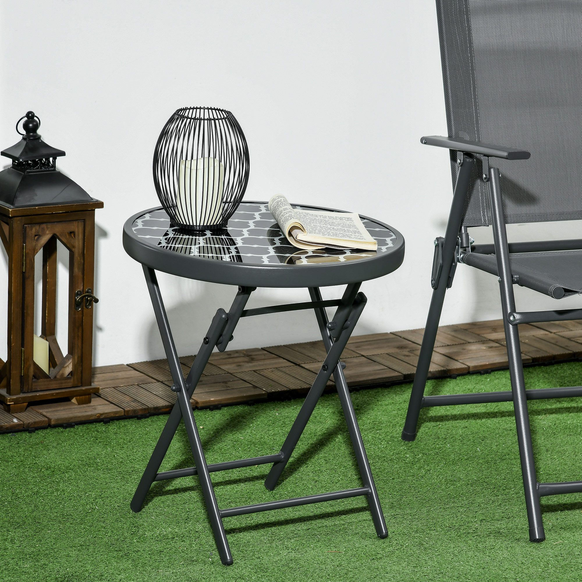 Outsunny Gartentisch Beistelltisch, klappbar, Klapptisch, Balkon Wohnzimmer Büro (für Garten Terrasse, 1-St., Campingtisch), Schwarz 45 x 45 x 50 cm