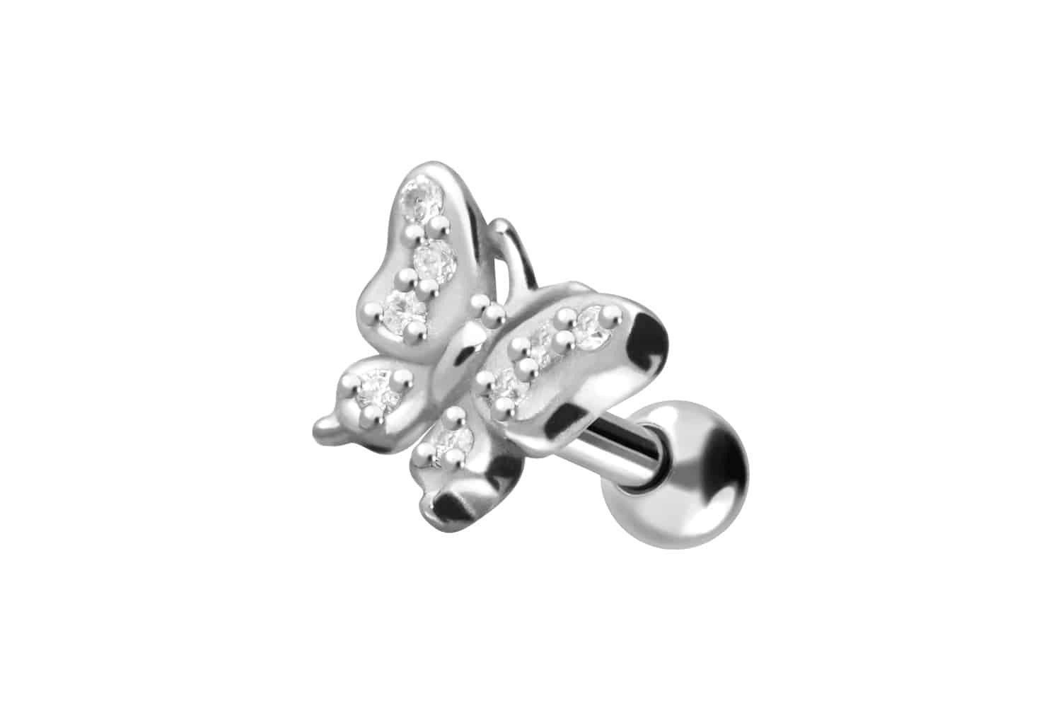Piercing-Set Chirurgenstahl Ohrpiercing SCHMETTERLING + KRISTALLE