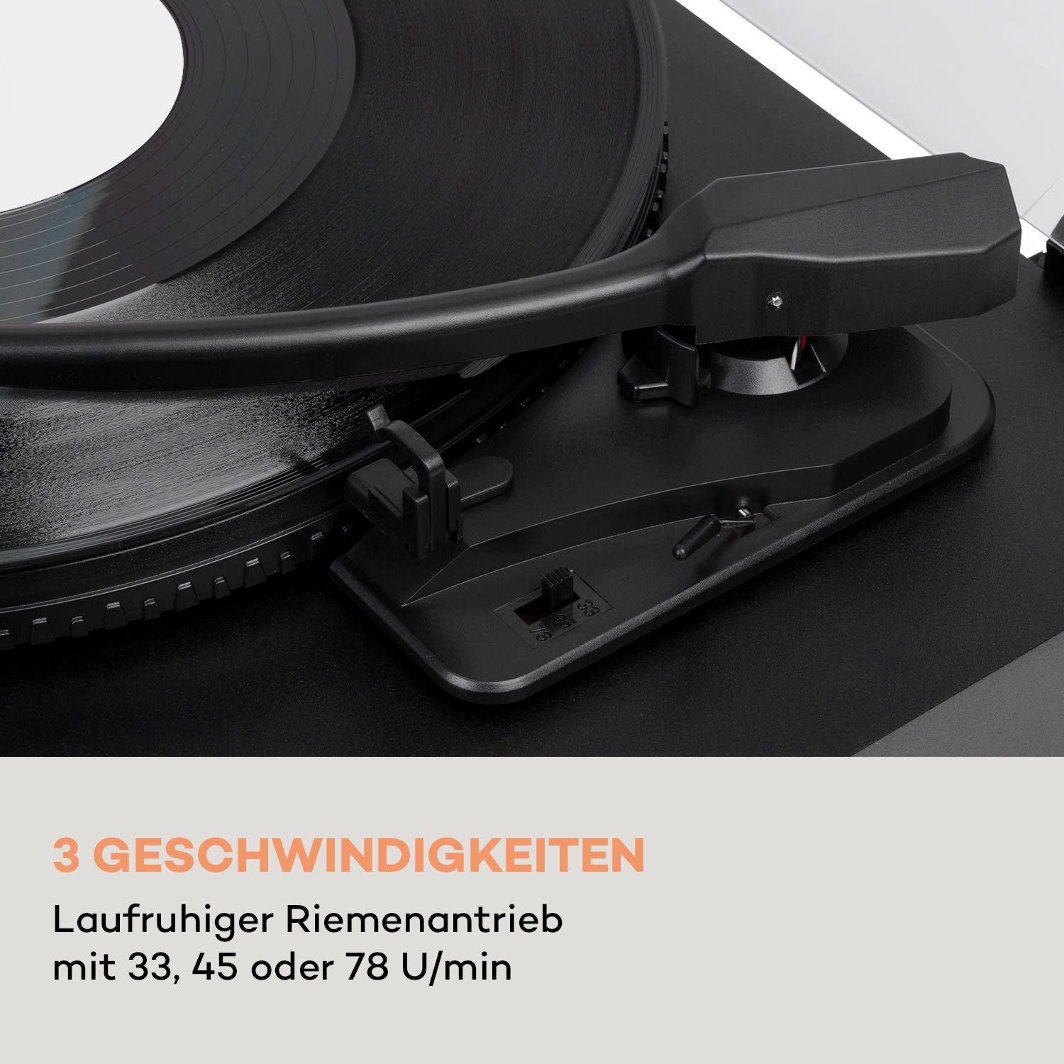 Vinyl TT-Classic (Riemenantrieb, Schallplattenspieler Plattenspieler) Lautsprecher mit Plattenspieler Light Auna Bluetooth,