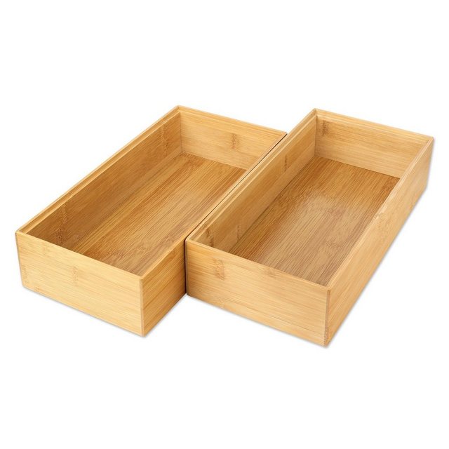 Schramm Organizer “Schramm® 2 Stück Aufbewahrungsboxen aus Bambus stapelbar 4 Größen Schubladen Box Ordnungsbox Boxen Organizer Aufbewahrung Set” (30 St)