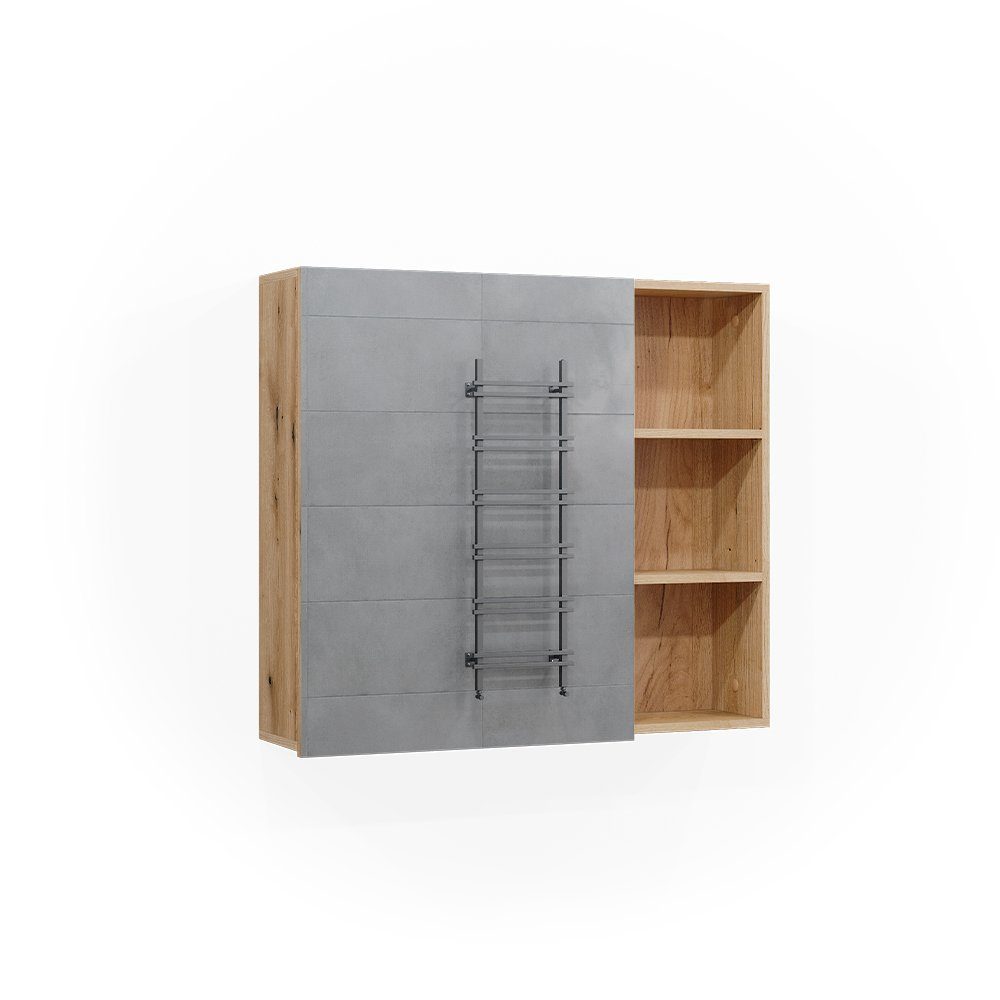 Vicco Badezimmerspiegelschrank Rudi, Mintgrün/Eiche, 90 x 80.9 cm mit Tür und offenen Fächern (1-St)