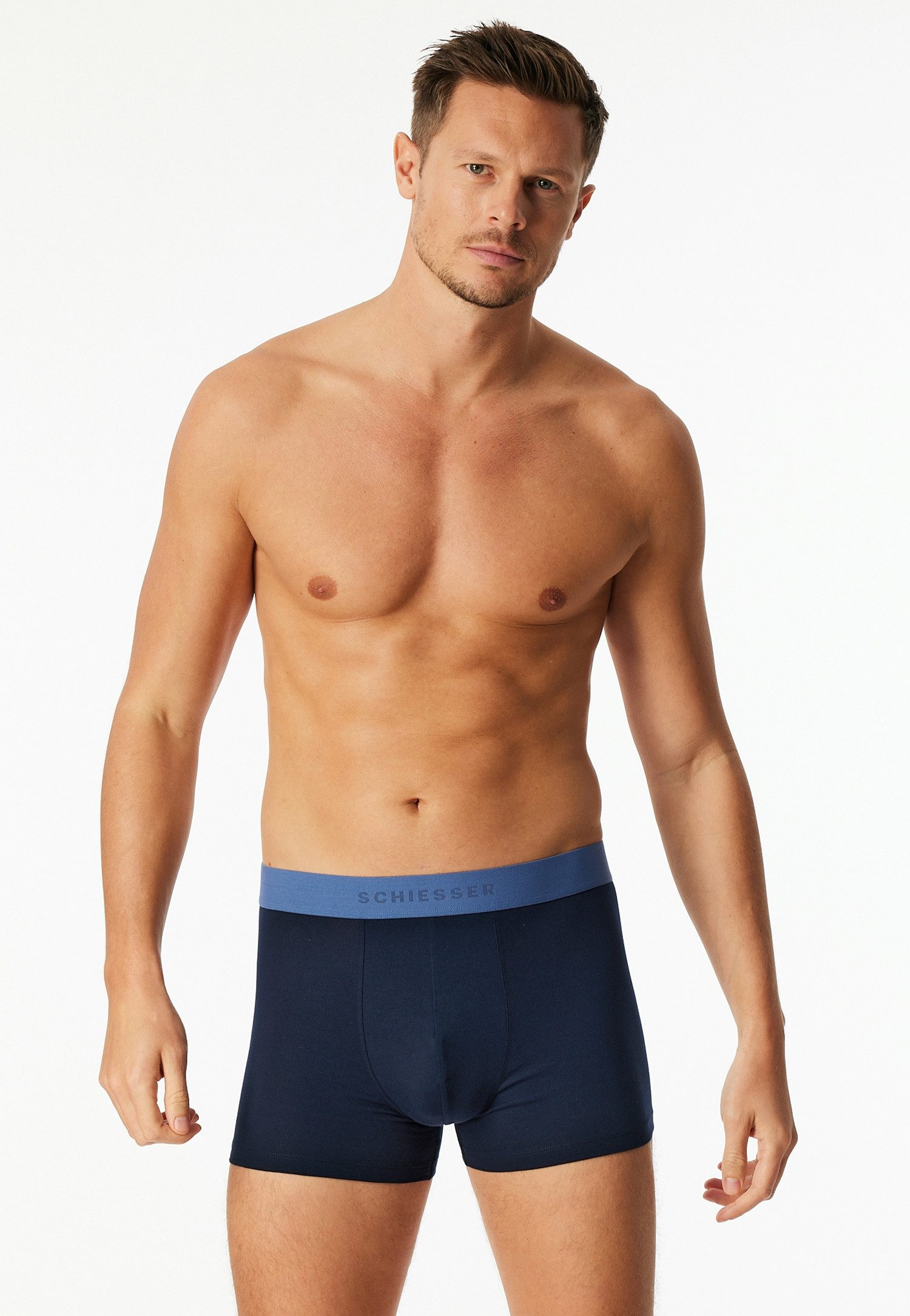 Schiesser Boxershorts 95/5 Multipacks (3er Pack) ohne Eingriff, Logobund, kurzes Bein