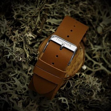 Holzwerk Quarzuhr BURGAU Damen und Herren Leder & Holz Armband Uhr, braun, grün