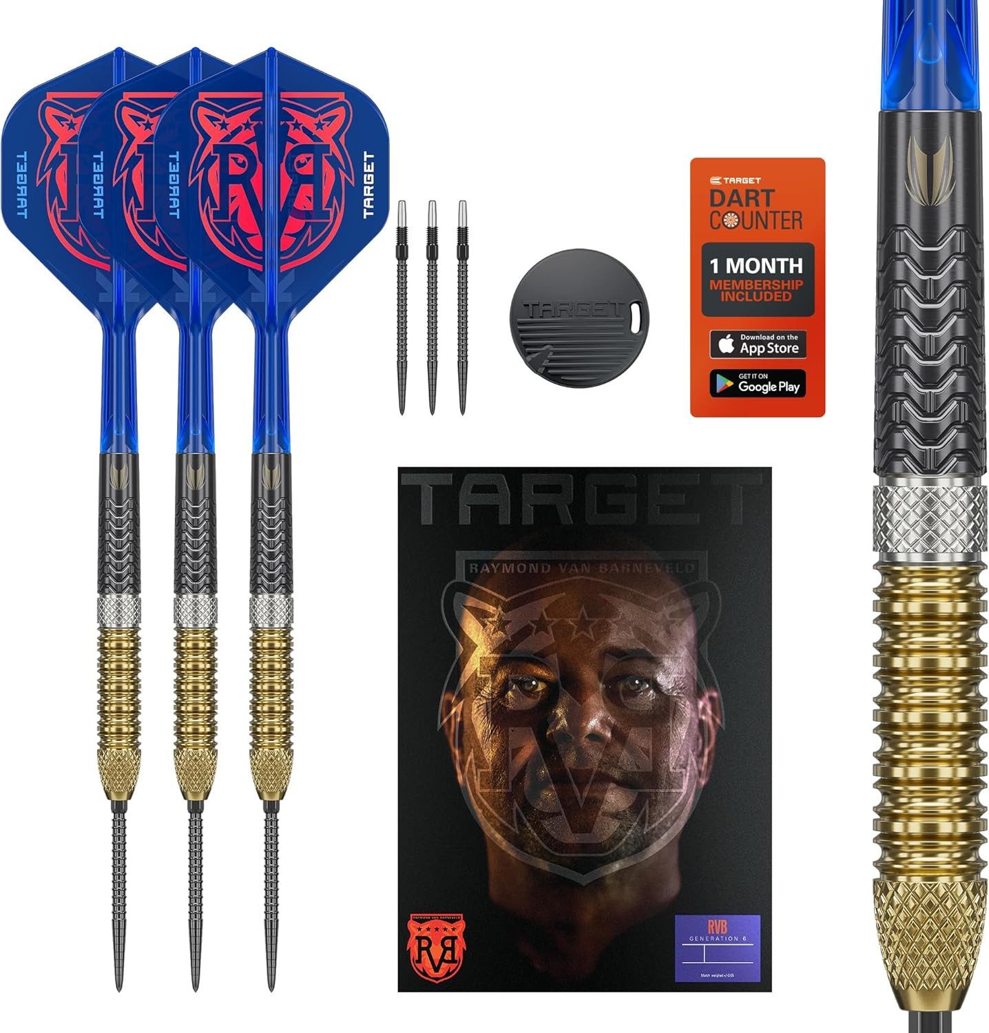 Dartpfeil R. V. Barneveld Steeldarts Generation 6, 21g 95%-Tungsten SPTool inkl