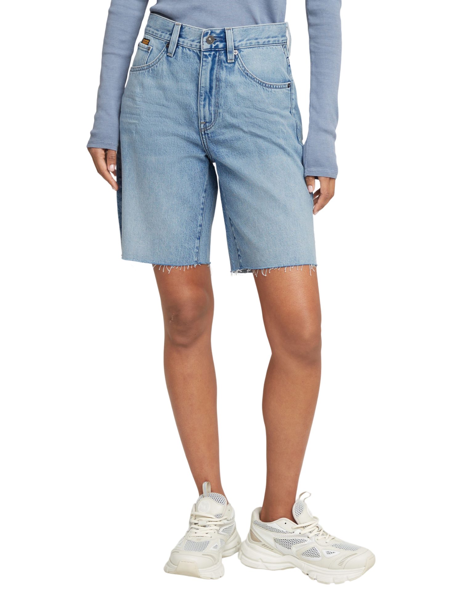G-STAR Bermudas blau, Casual, Baumwolle, Unifarben, Regular Fit, Hoch