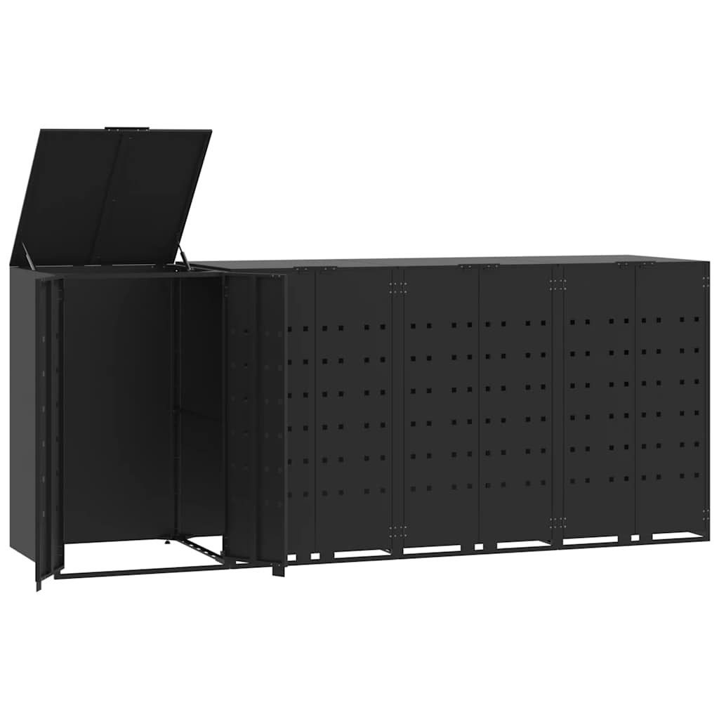 Mülltonnenbox Mülltonnenbox für 4 Tonnen Schwarz 276x79x117 cm Stahl