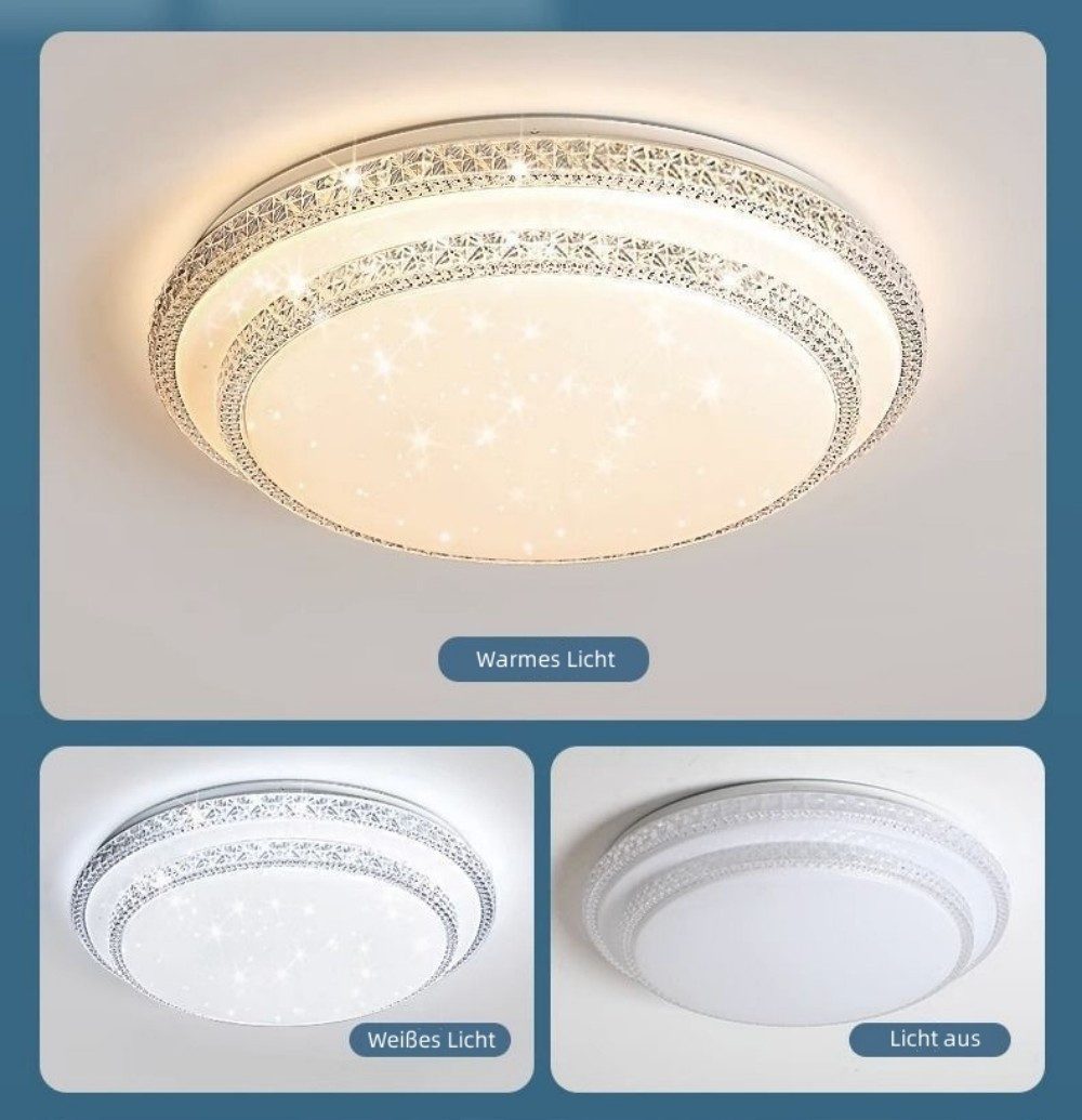 POPOLIC Deckenleuchte LED-Deckenleuchte, 3 Farben, dimmbar, runde LED-Aufba günstig online kaufen