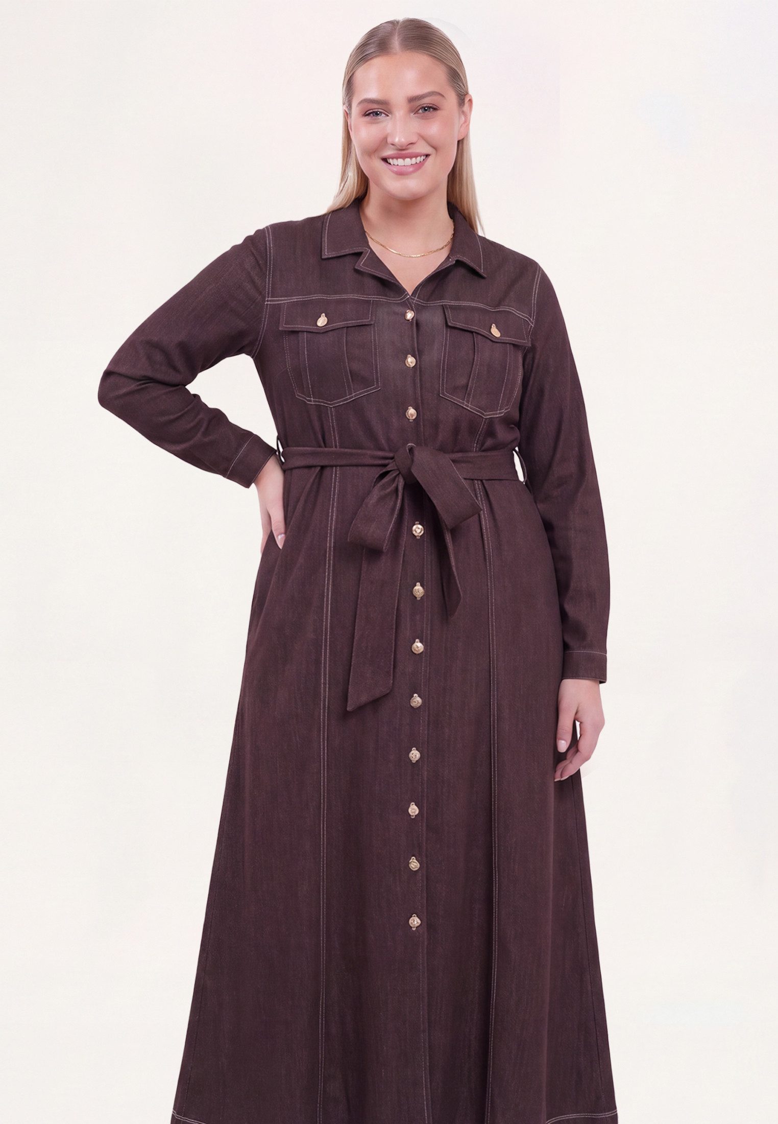 YOEK A-Linien-Kleid Damen Kleid mit Langarm mit langen Ärmeln