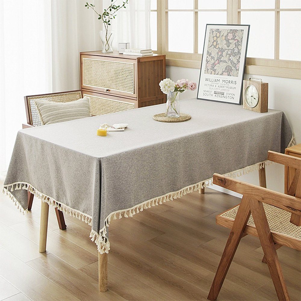 FELIXLEO Baumwolle Volltonfarbe Rechteckige Tischdecke Home Leinen Küche (1-tlg) für Tischdecke
