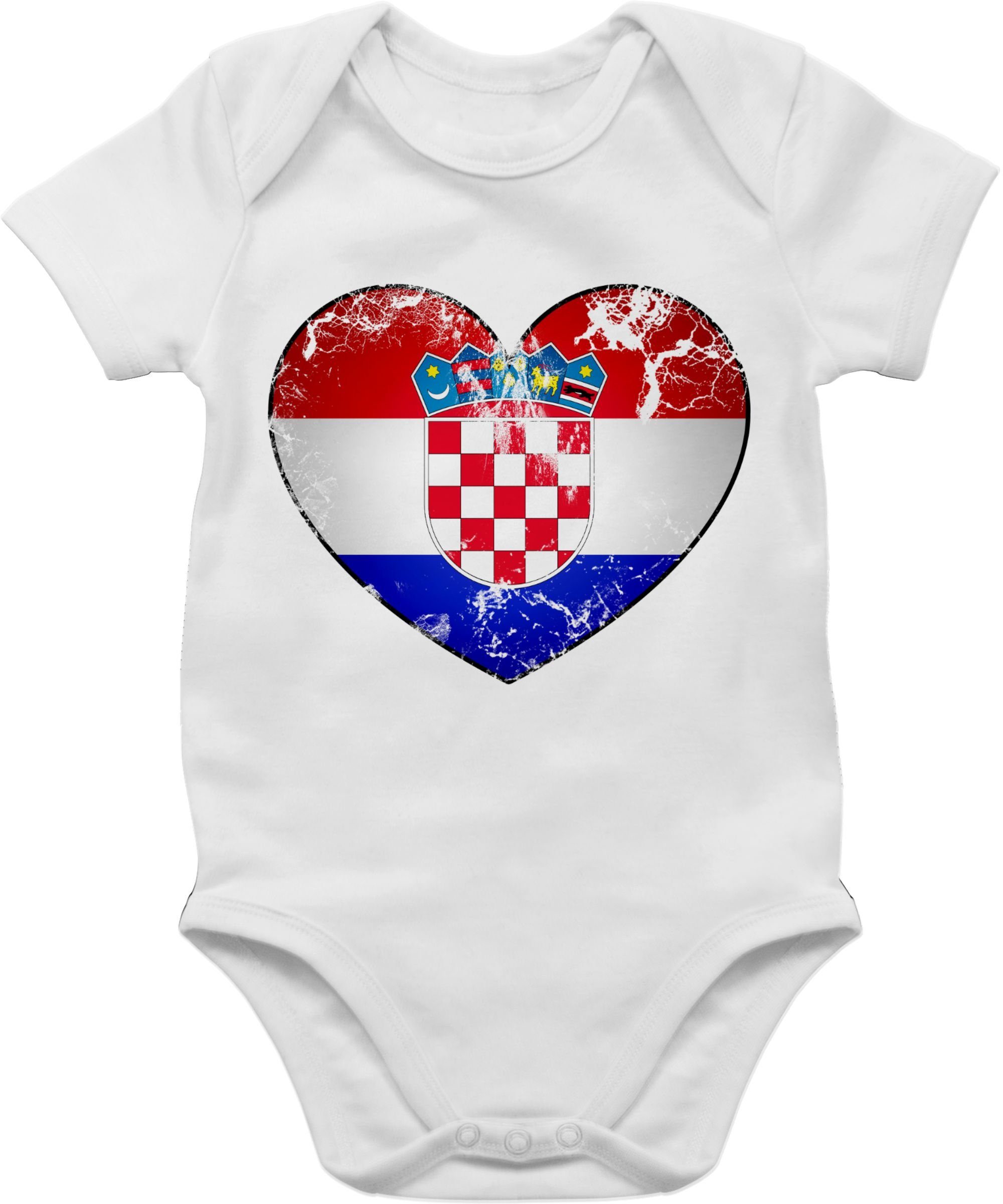 Shirtracer Shirtbody Kroatien Vintage Baby Weiß Herz 2024 Fussball EM 1