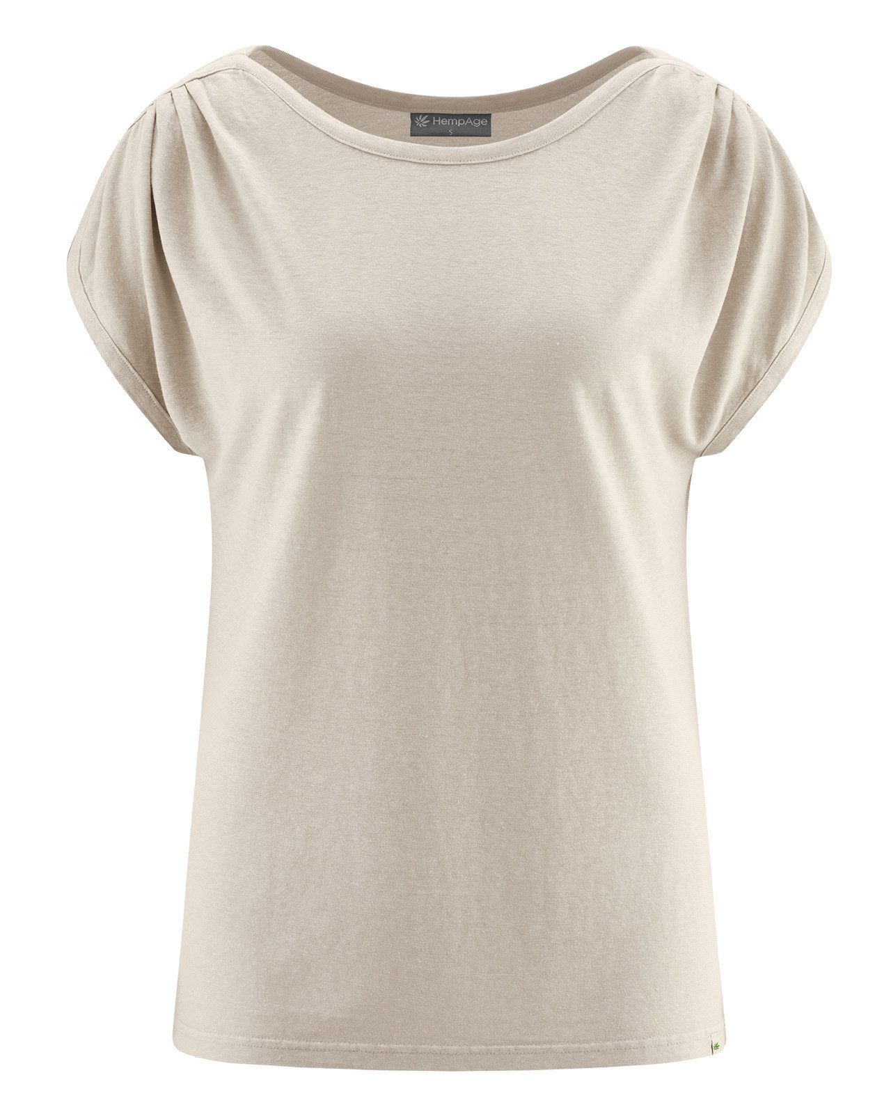 T-Shirt T-shirt mit U-Boot Ausschnitt Hanf/Biobaumwolle Normal Fit