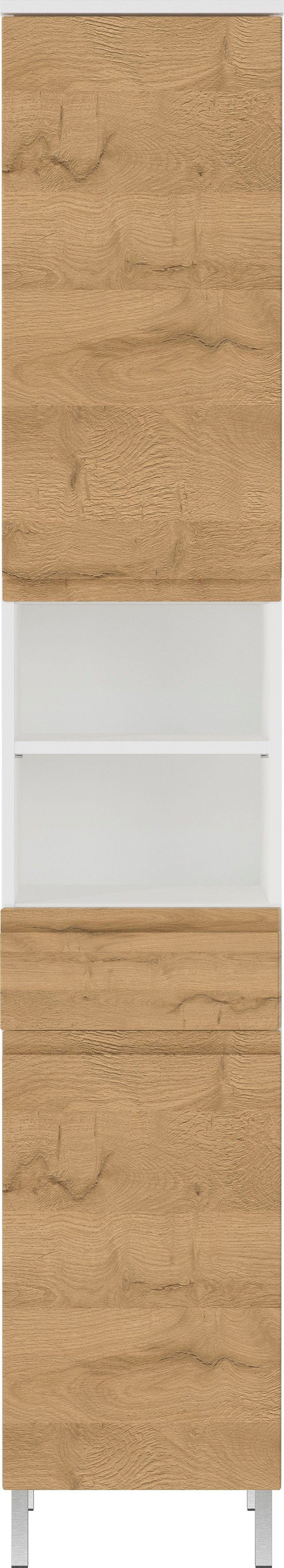 GERMANIA Hochschrank Torrance mit verstellbaren Einlegeböden und Füßen aus Metall, griffloses Design