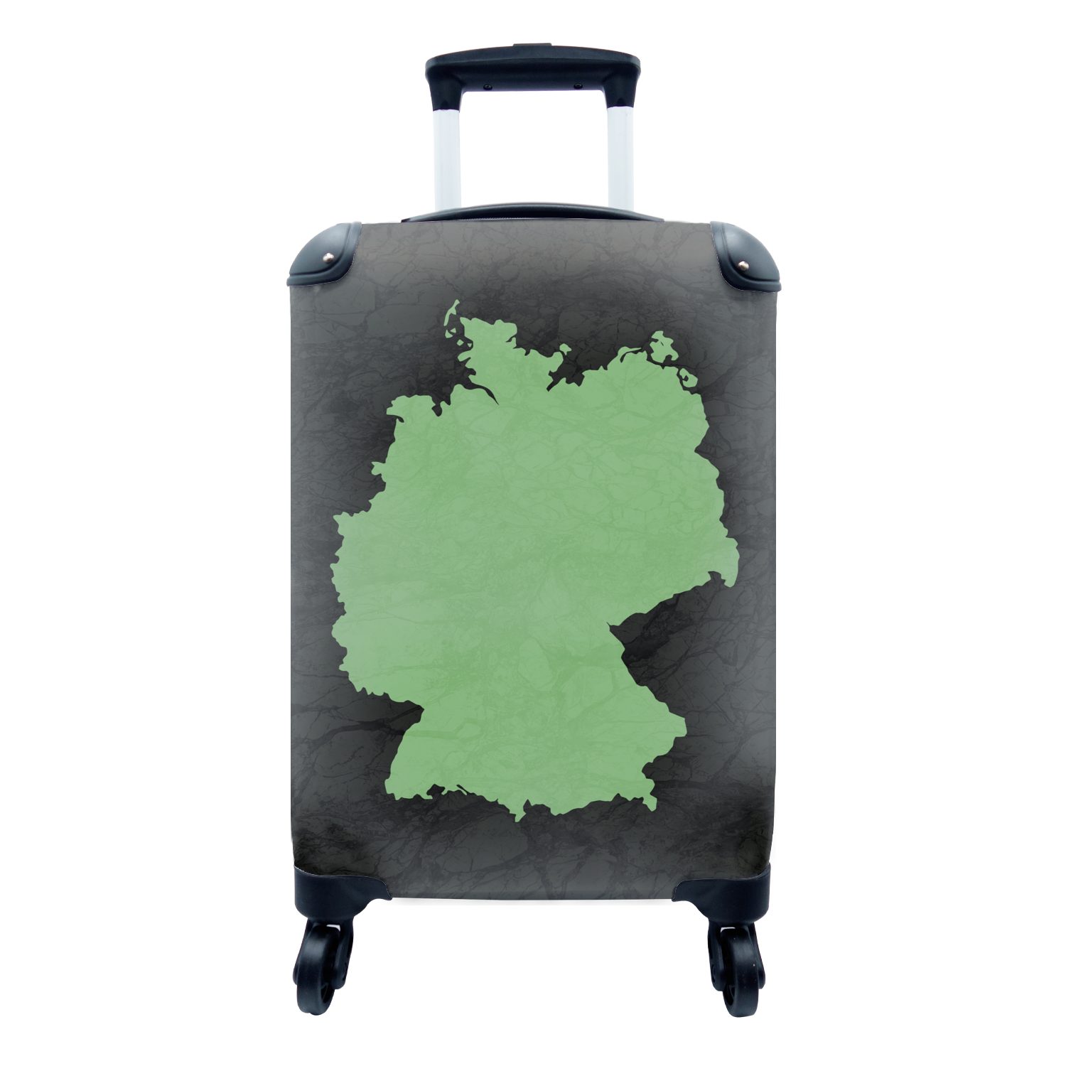MuchoWow Handgepäckkoffer Karte - Deutschland - Mintgrün, 4 Rollen, Reisetasche mit rollen, Handgepäck für Ferien, Trolley, Reisekoffer