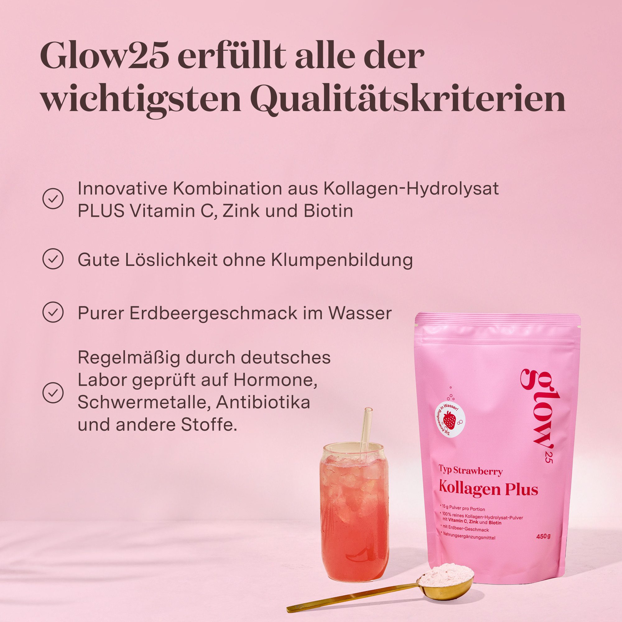 Glow25 Glow25® Collagen Plus Typ Strawberry [450g] Pulver, 450 g
