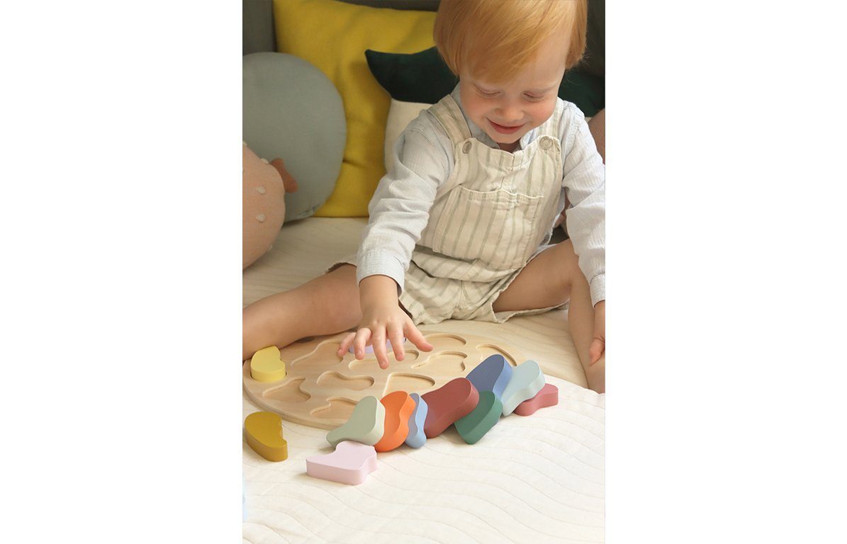 KINDSGUT Steckspielzeug Steckpuzzle Farben, nachhaltig, Holzspielzeug, Lernspielzeug, Farbenlehre