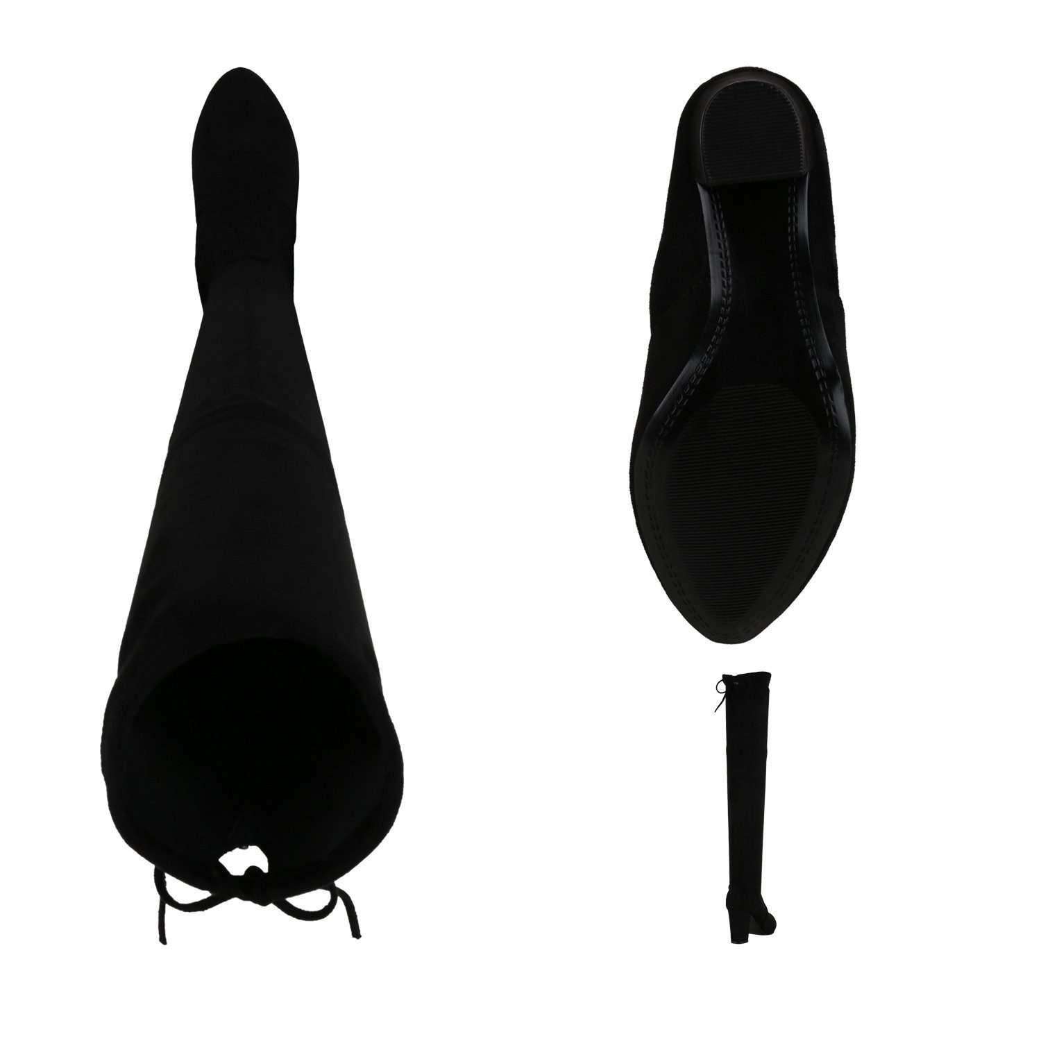 VAN HILL 836068 Overkneestiefel Damen Overknees Stiefel Blockabsatz Basic Langschaftstiefel