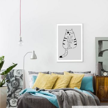 Sinus Art Leinwandbild Poster in 60x90cm - Das Leben und dazu eine Katze, das gibt eine unglaubliche Summe.