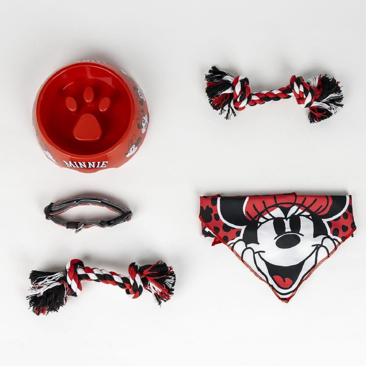 Disney Minnie Mouse Futternapf Hunde-Willkommensset – 5-teilig mit Napf, Halsband & Zubehör