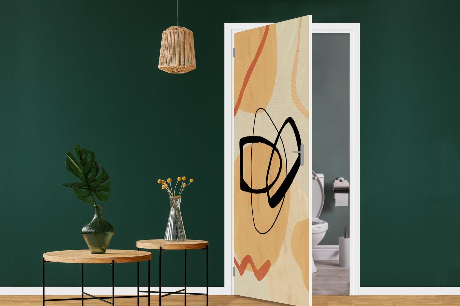Kunst cm St), Fototapete - Formen Abstrakt, Tür, 75x205 Matt, MuchoWow Türaufkleber, für bedruckt, (1 Türtapete - Geometrische