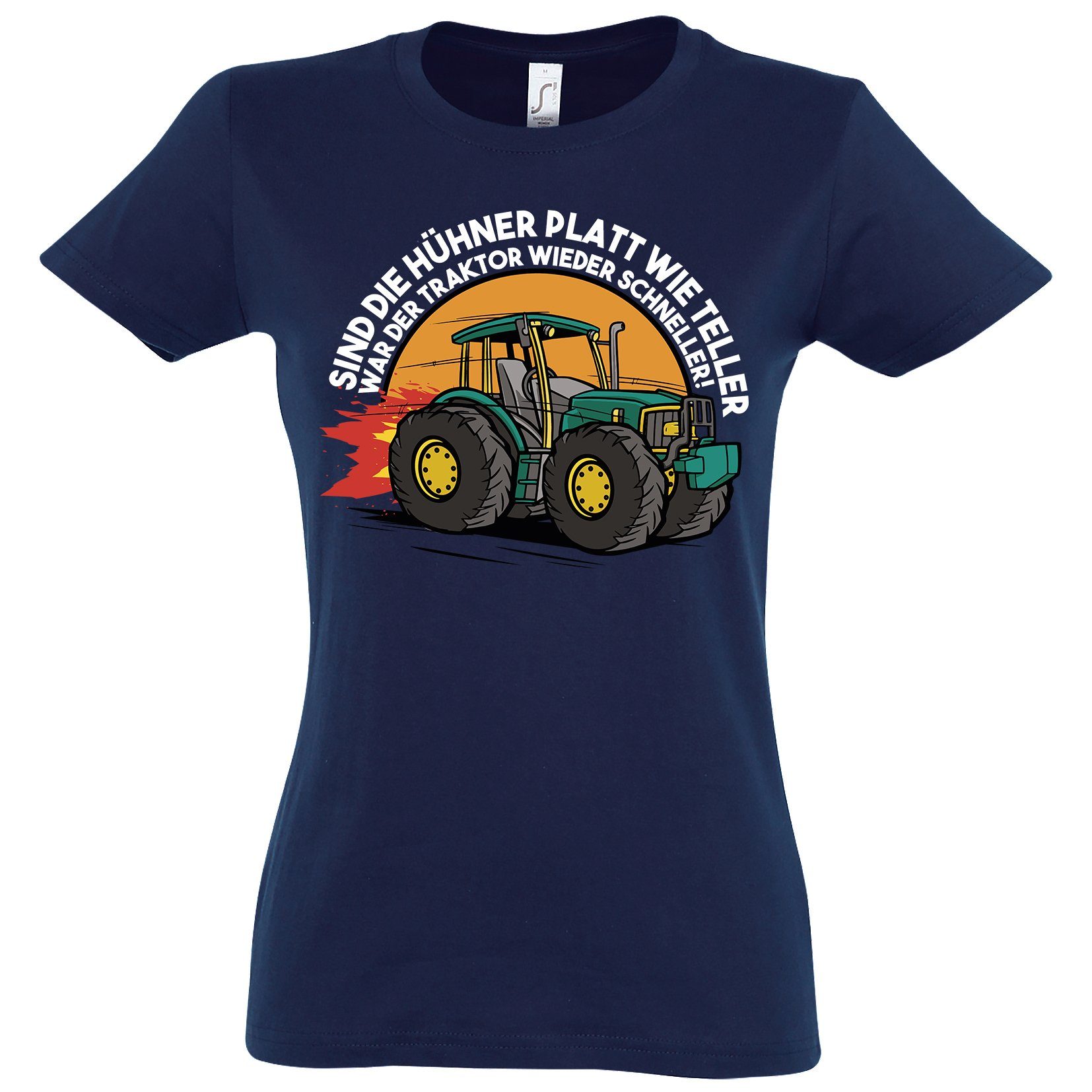 Youth Designz T-Shirt Traktor Farmer Damen Shirt mit lustigem Spruch Aufdruck Navyblau